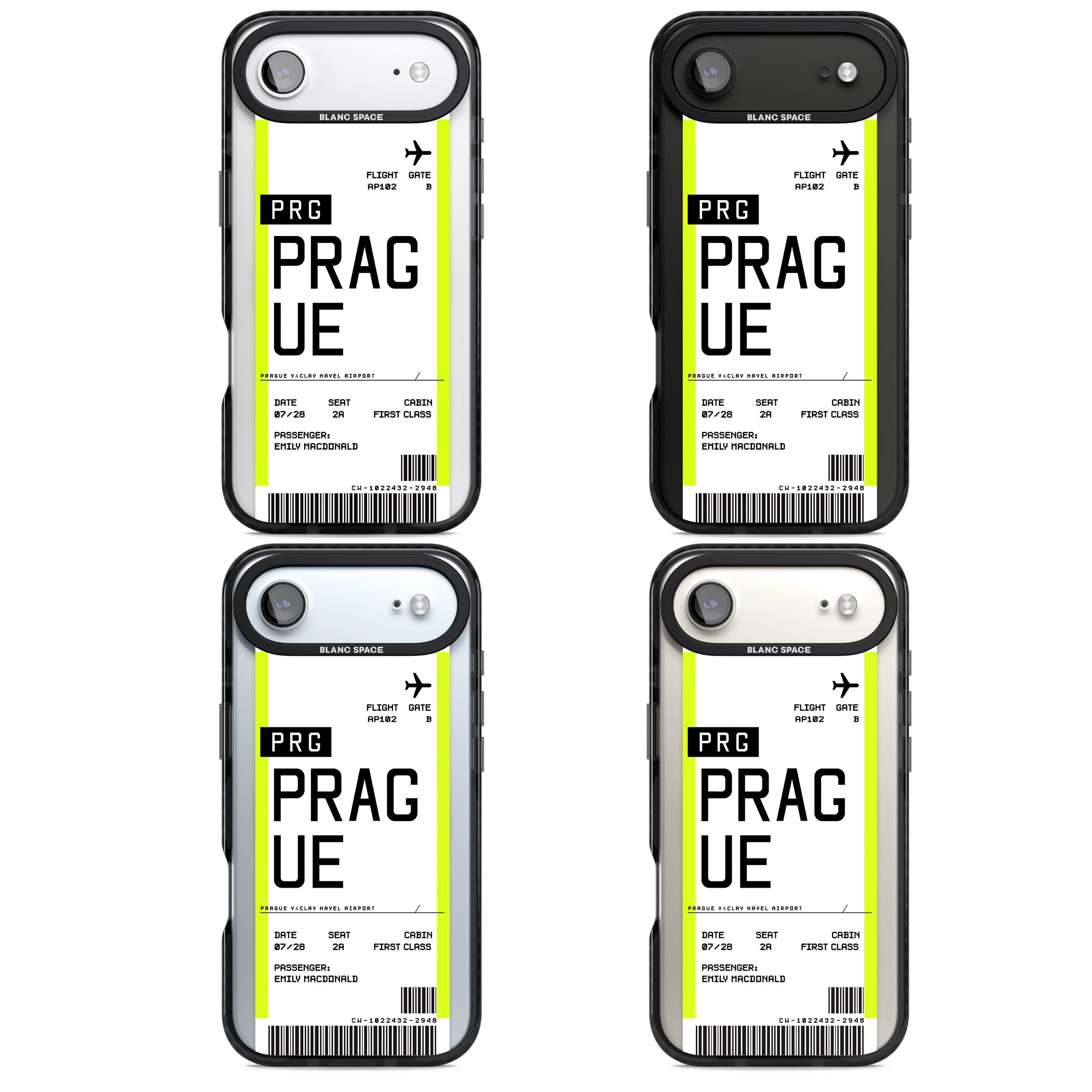 Personalised Prague Boarding Pass iPhone 17 Air Impact Pro Black Phone Case APT Impact Protection