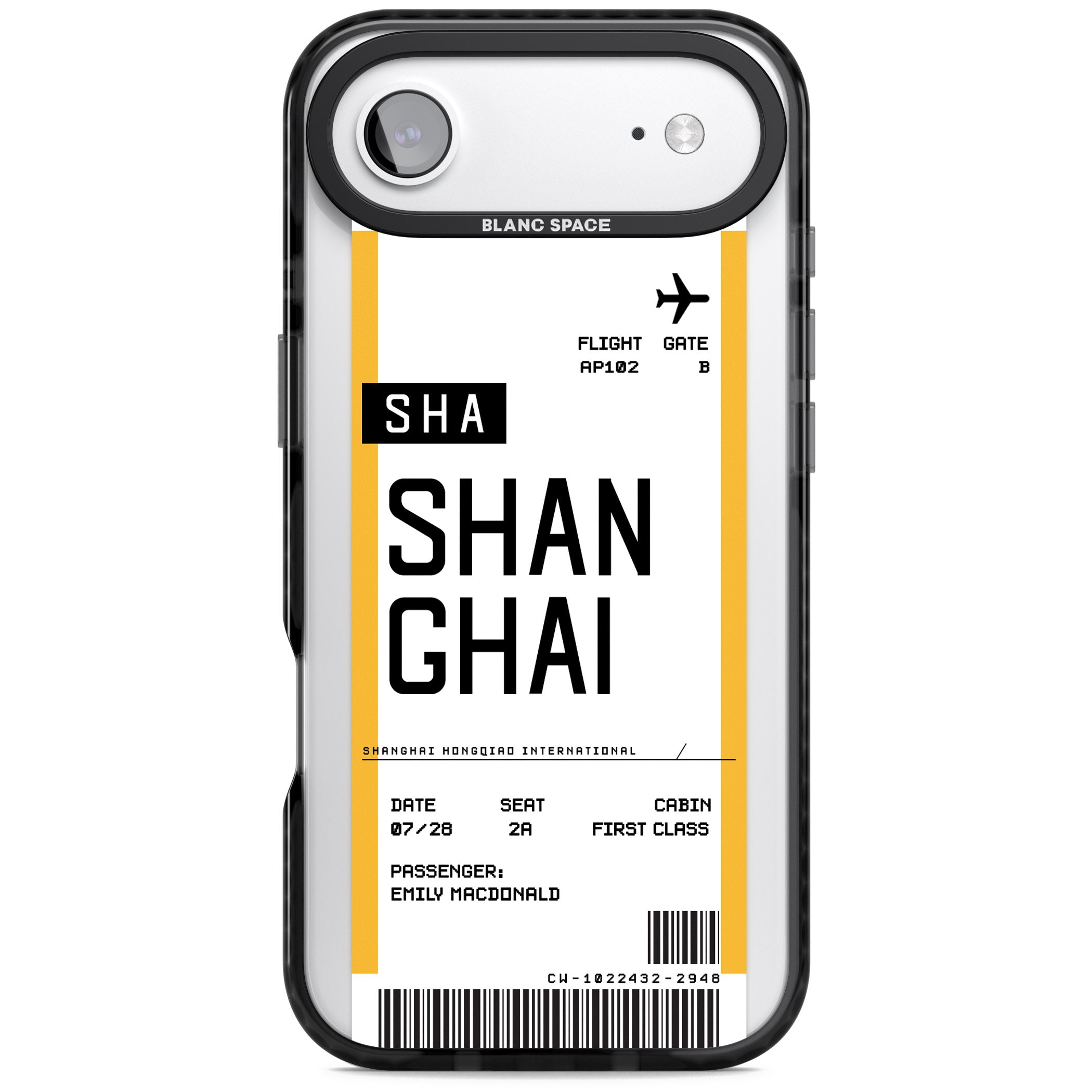 Personalised Shanghai Boarding Pass iPhone 17 Air Impact Pro Black Phone Case