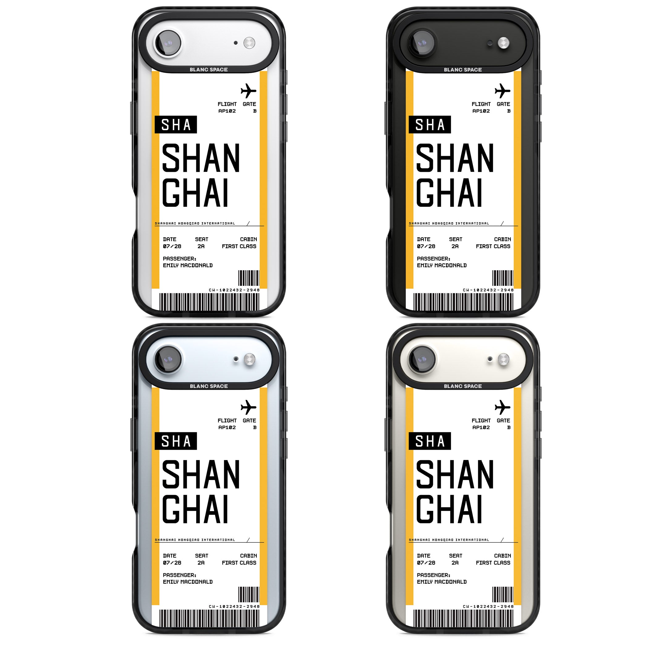 Personalised Shanghai Boarding Pass iPhone 17 Air Impact Pro Black Phone Case APT Impact Protection