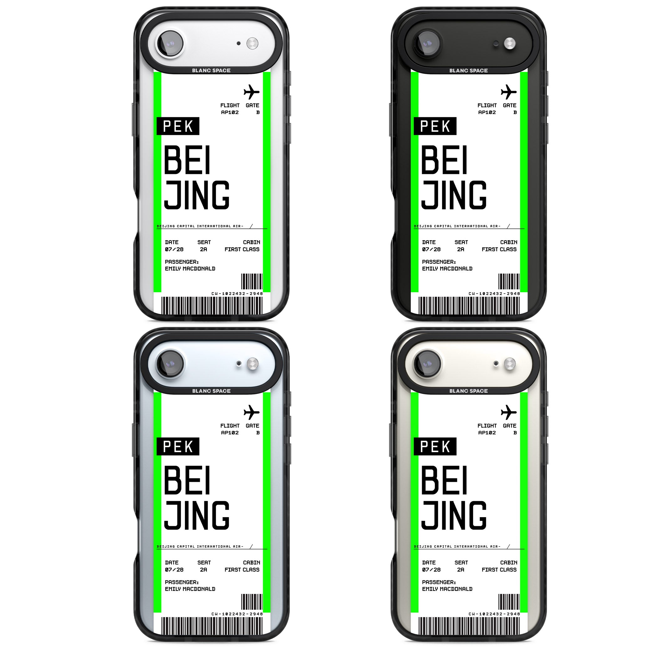Personalised Beijing Boarding Pass iPhone 17 Air Impact Pro Black Phone Case APT Impact Protection