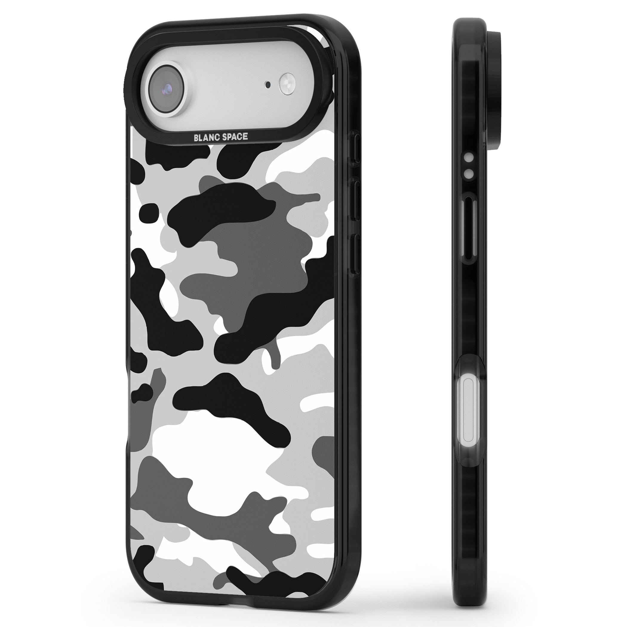 Grey Camo iPhone 17 Air Impact Pro Black Phone Case Side Profile