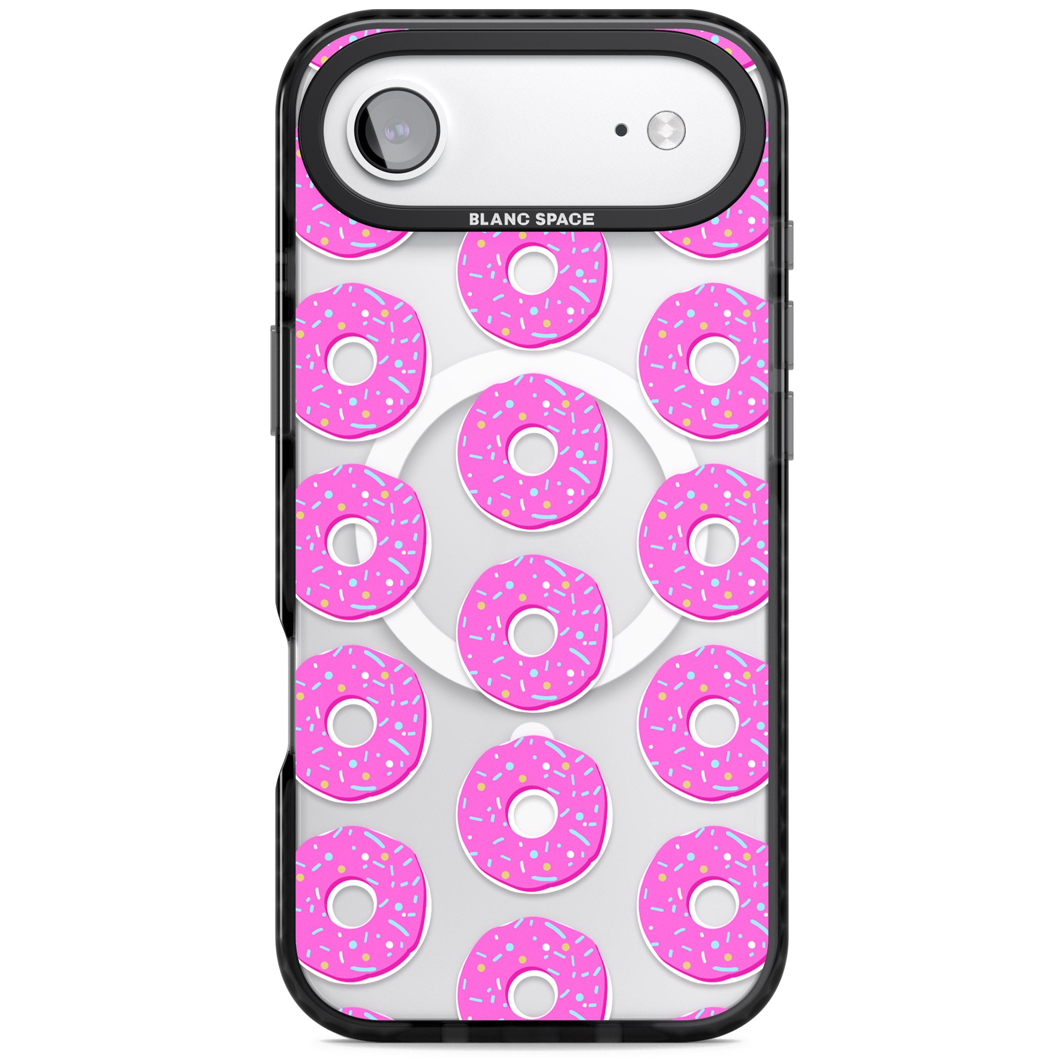 Pink Donut Pattern iPhone 17 Air Impact Pro Black Phone Case