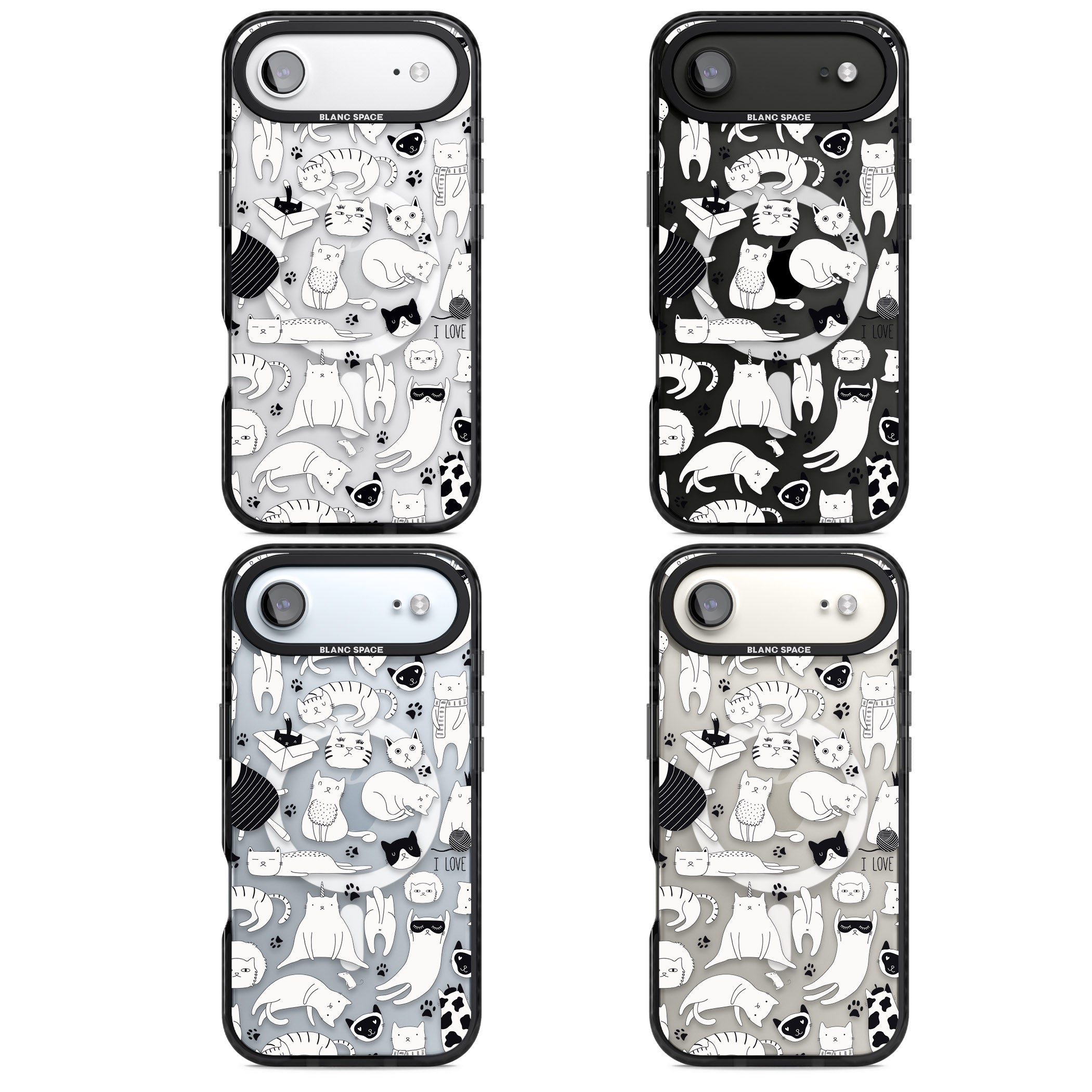 Cartoon Cat Collage Black & White iPhone 17 Air Impact Pro Black Phone Case APT Impact Protection