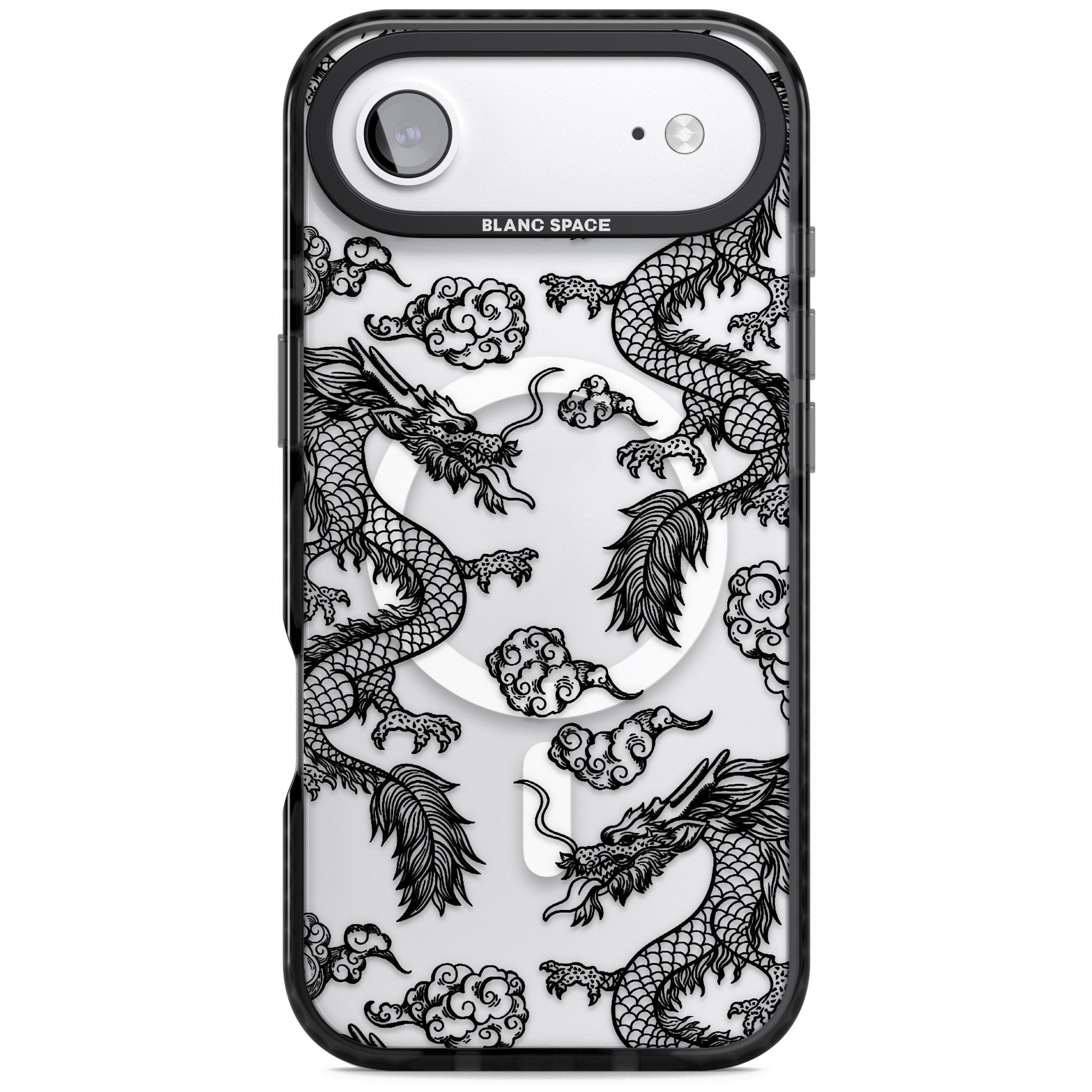 Black Dragon Pattern iPhone 17 Air Impact Pro Black Phone Case