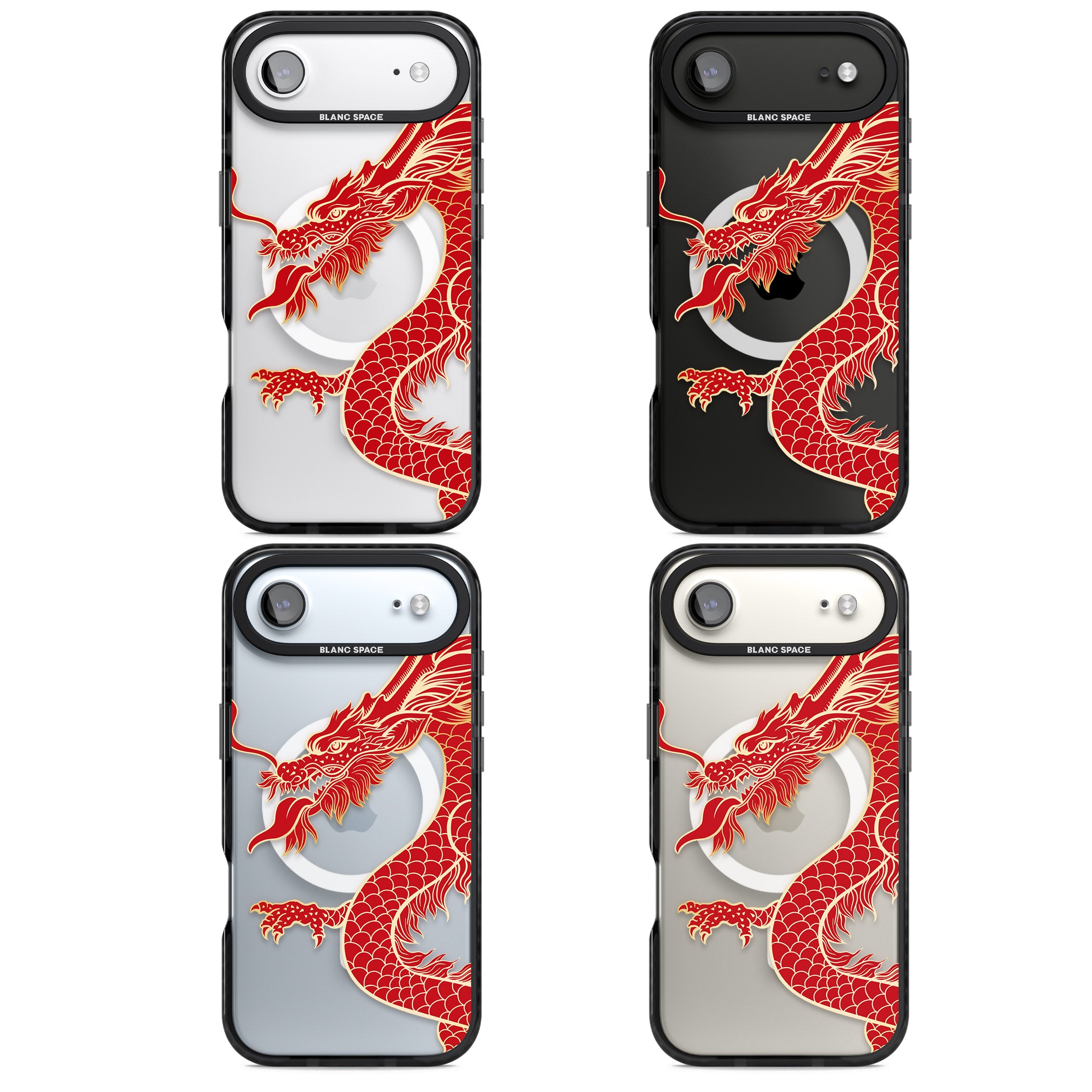 Large Red Dragon iPhone 17 Air Impact Pro Black Phone Case APT Impact Protection