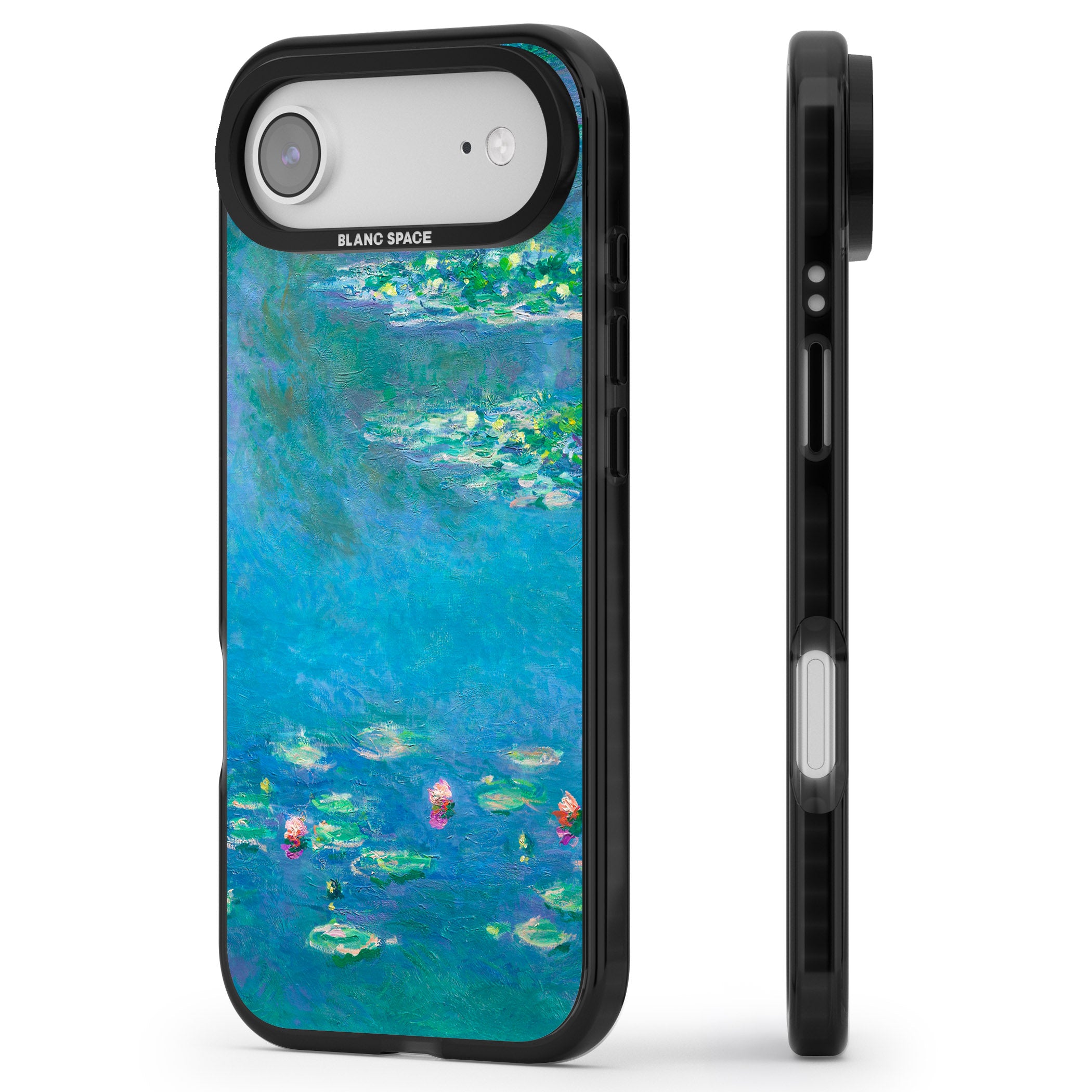Water Lilies iPhone 17 Air Impact Pro Black Phone Case Side Profile