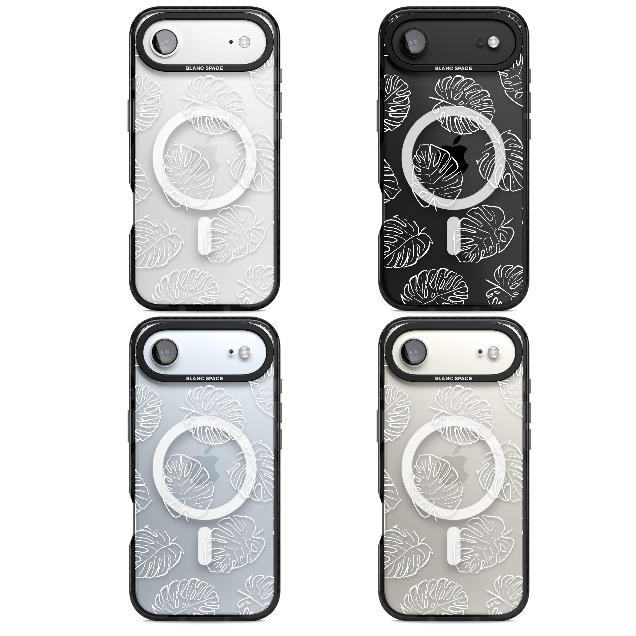 Monstera Outline iPhone 17 Air Impact Pro Black Phone Case APT Impact Protection