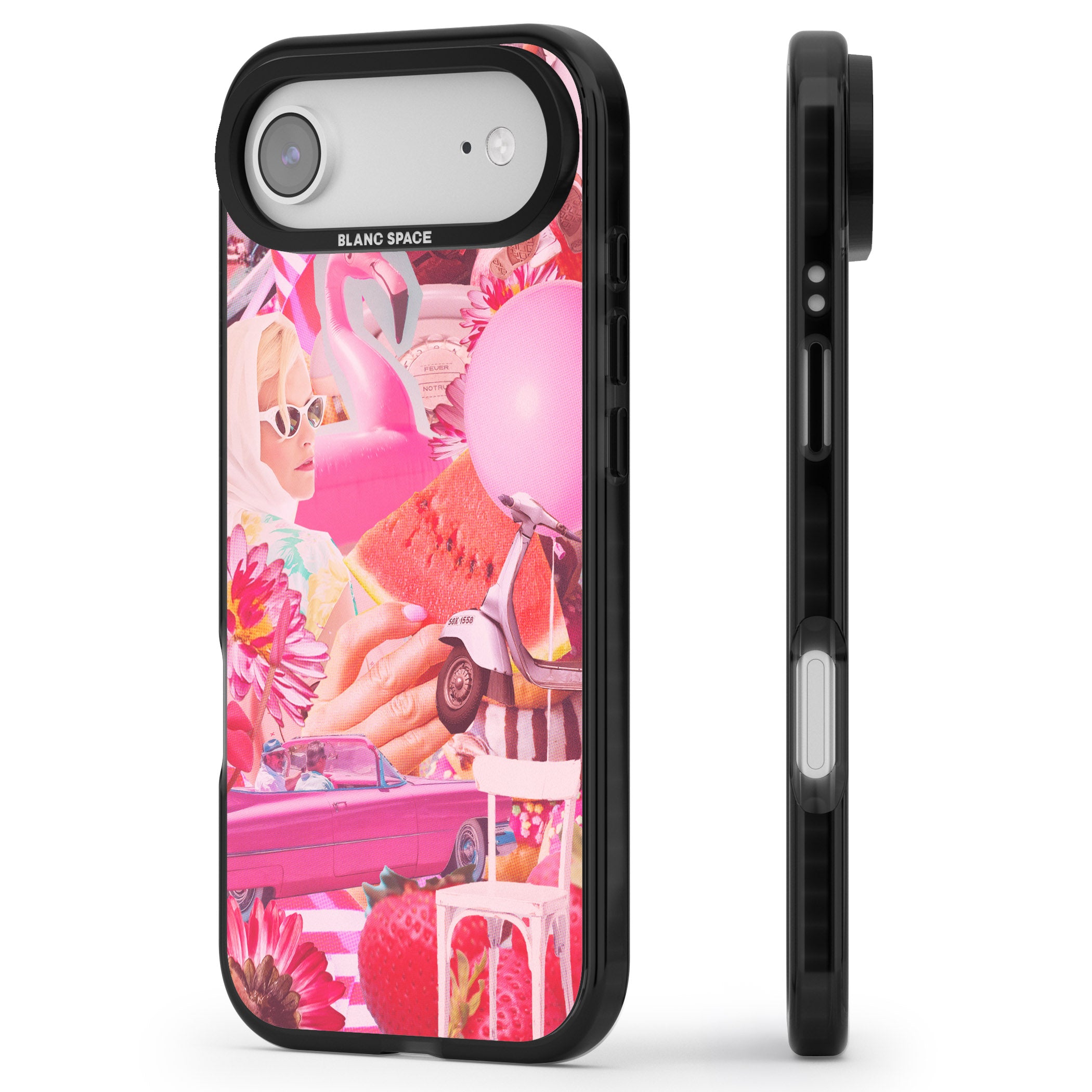 Retro Pink Glamour iPhone 17 Air Impact Pro Black Phone Case Side Profile