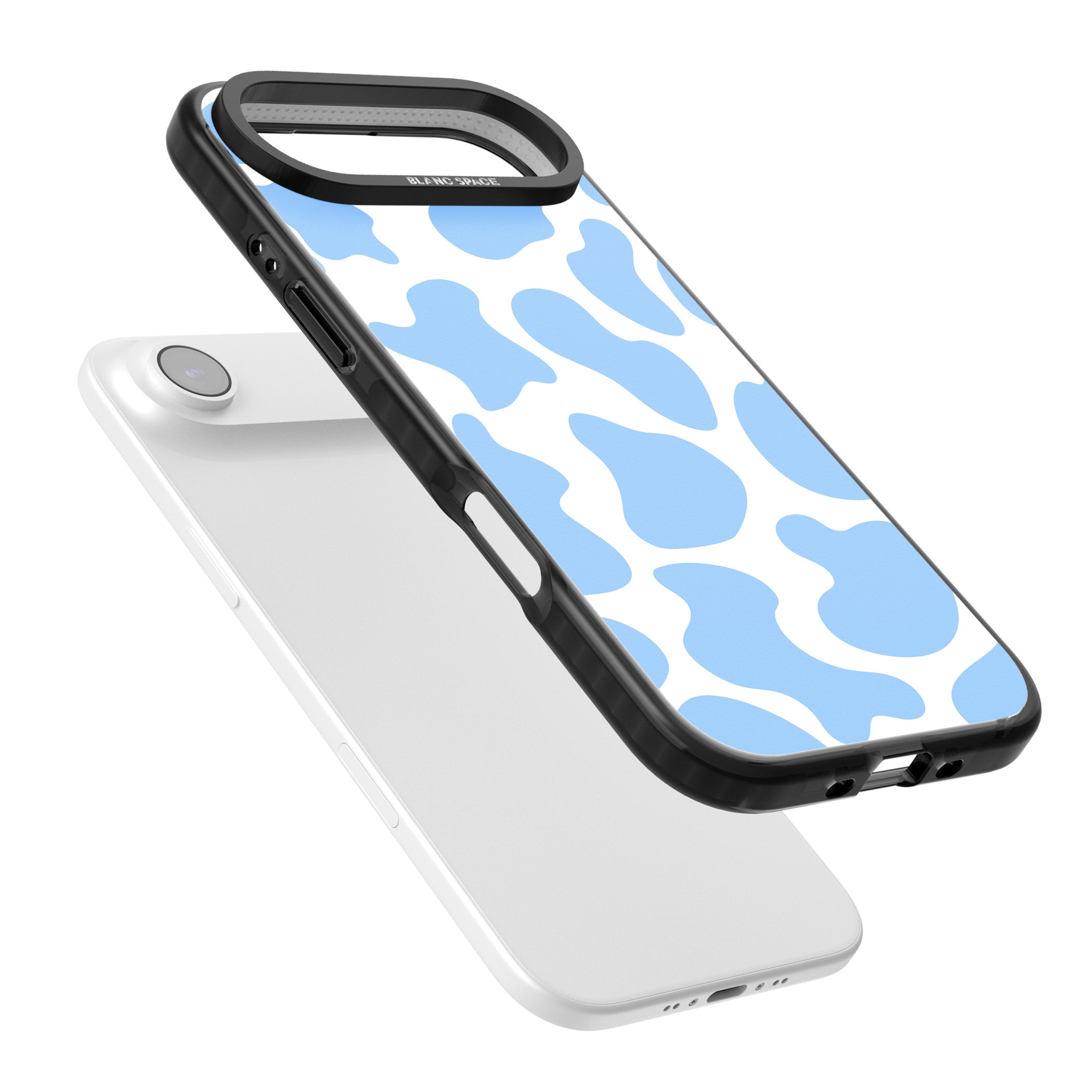 Blue And White Cow Print iPhone 17 Air Impact Pro Black Phone Case Colours