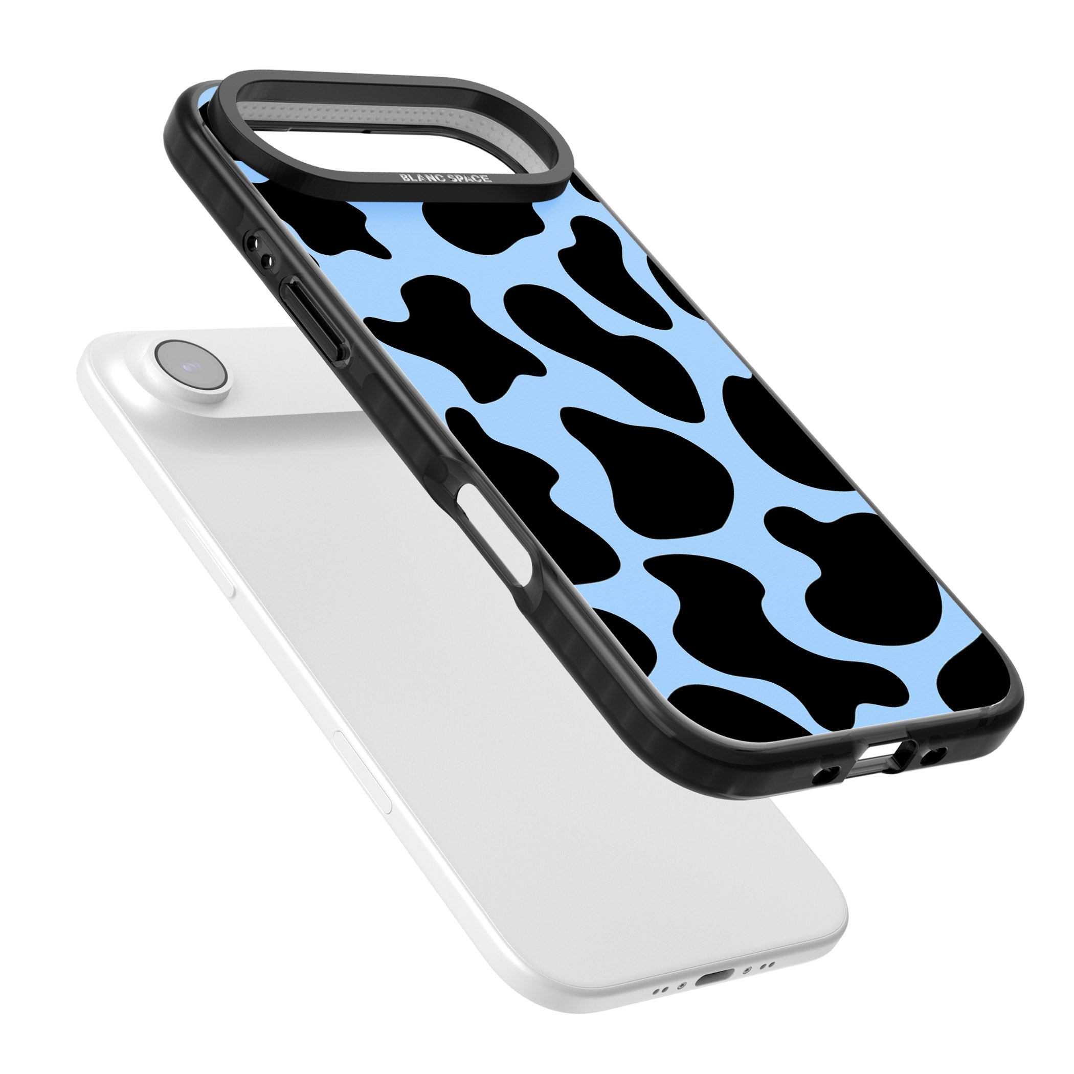 Blue And Black Cow Print iPhone 17 Air Impact Pro Black Phone Case Colours