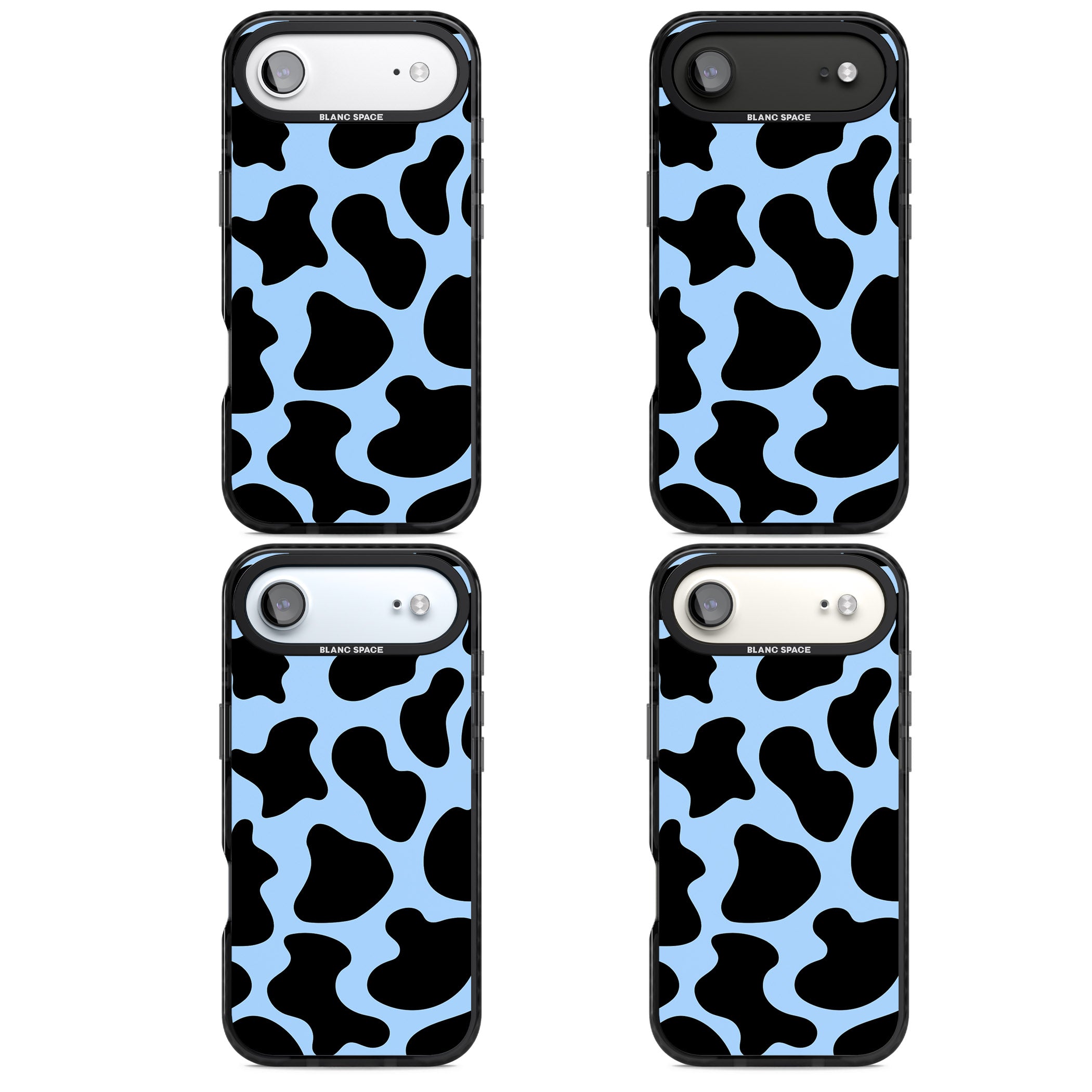 Blue And Black Cow Print iPhone 17 Air Impact Pro Black Phone Case APT Impact Protection