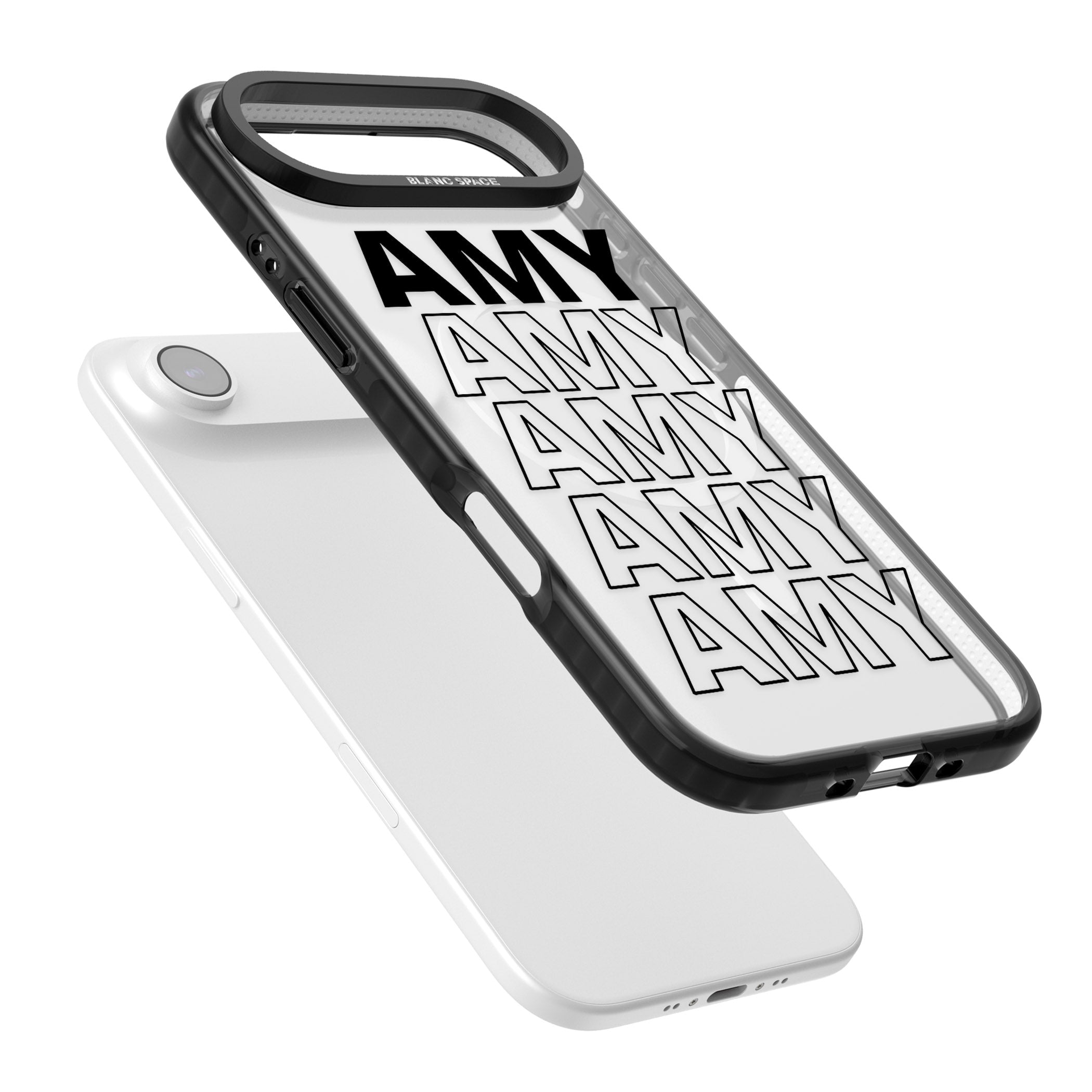 Personalised Bold Name Repetition iPhone 17 Air Impact Pro Black Phone Case Colours