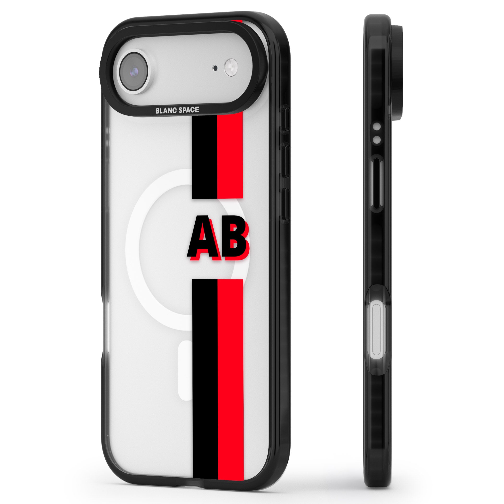 Personalised Bold Stripe iPhone 17 Air Impact Pro Black Phone Case Side Profile
