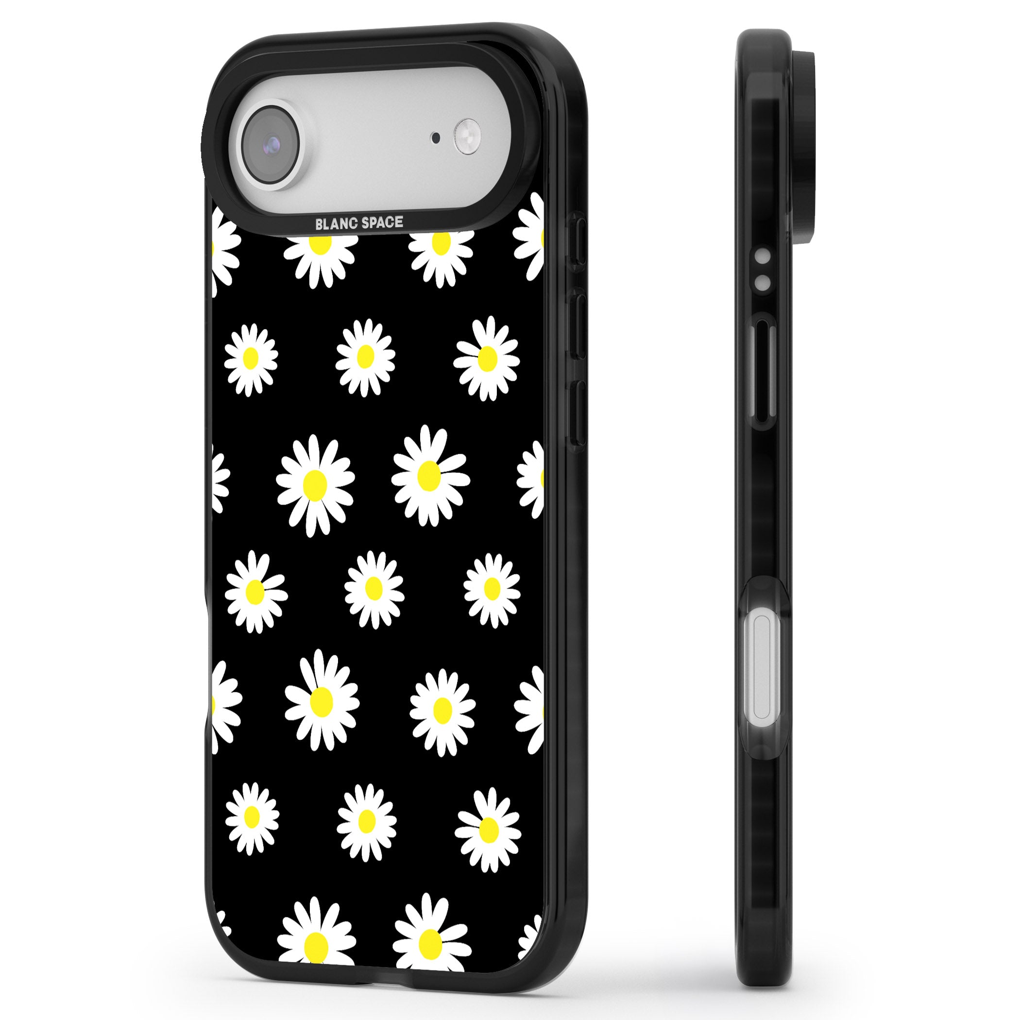 Personalised Chic Daisy Pattern iPhone 17 Air Impact Pro Black Phone Case Side Profile