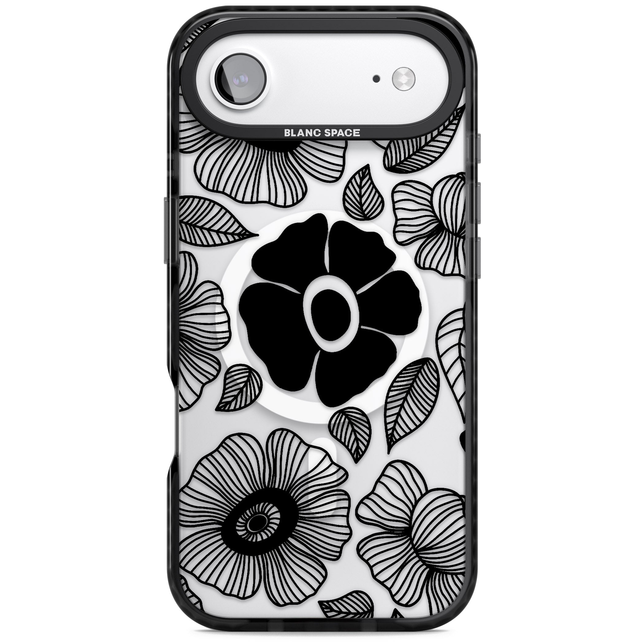 Black Flowers iPhone 17 Air Impact Pro Black Phone Case