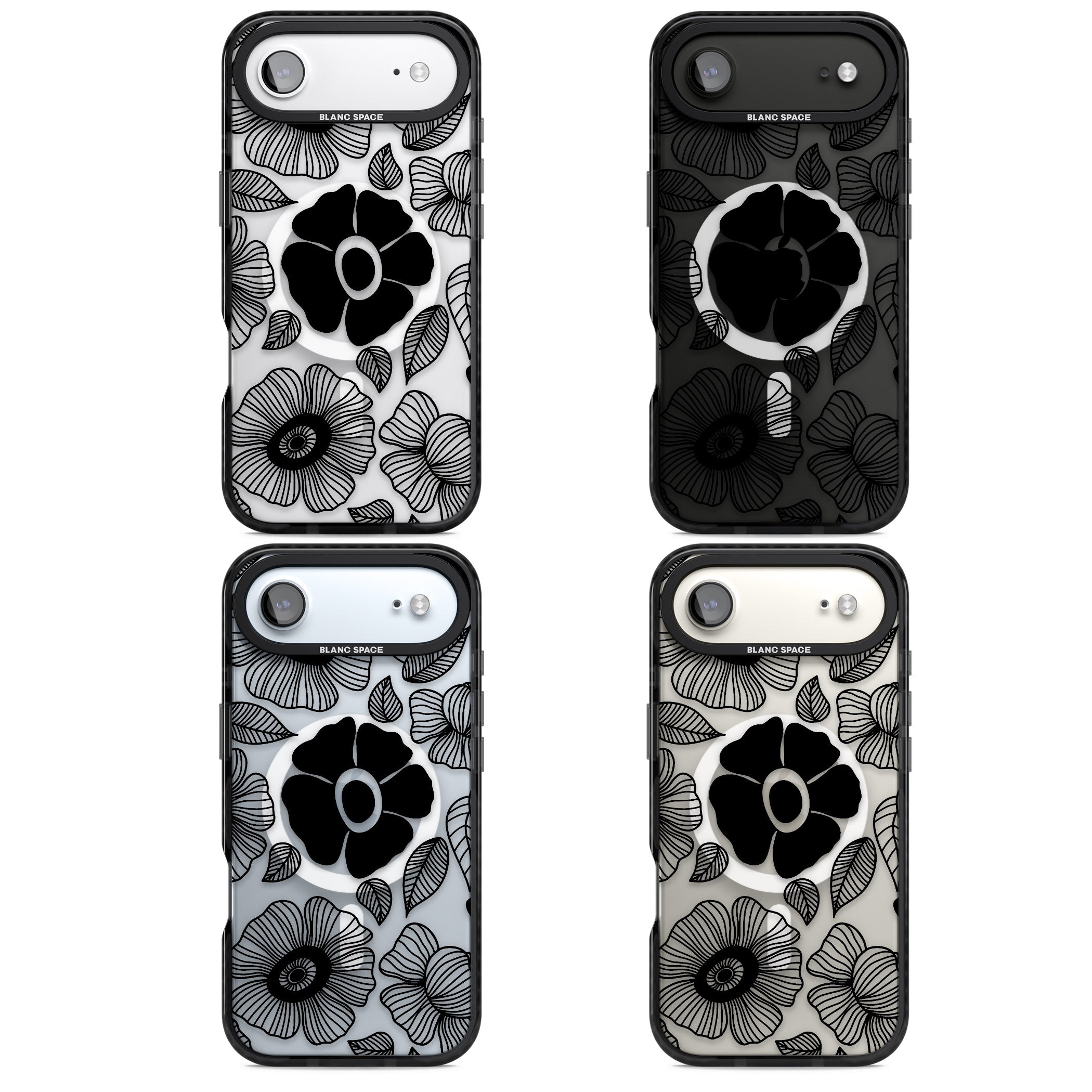 Black Flowers iPhone 17 Air Impact Pro Black Phone Case APT Impact Protection