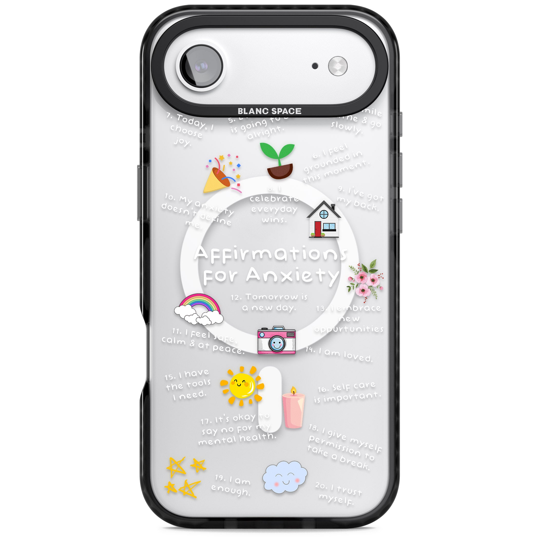 Anxiety White Text iPhone 17 Air Impact Pro Black Phone Case