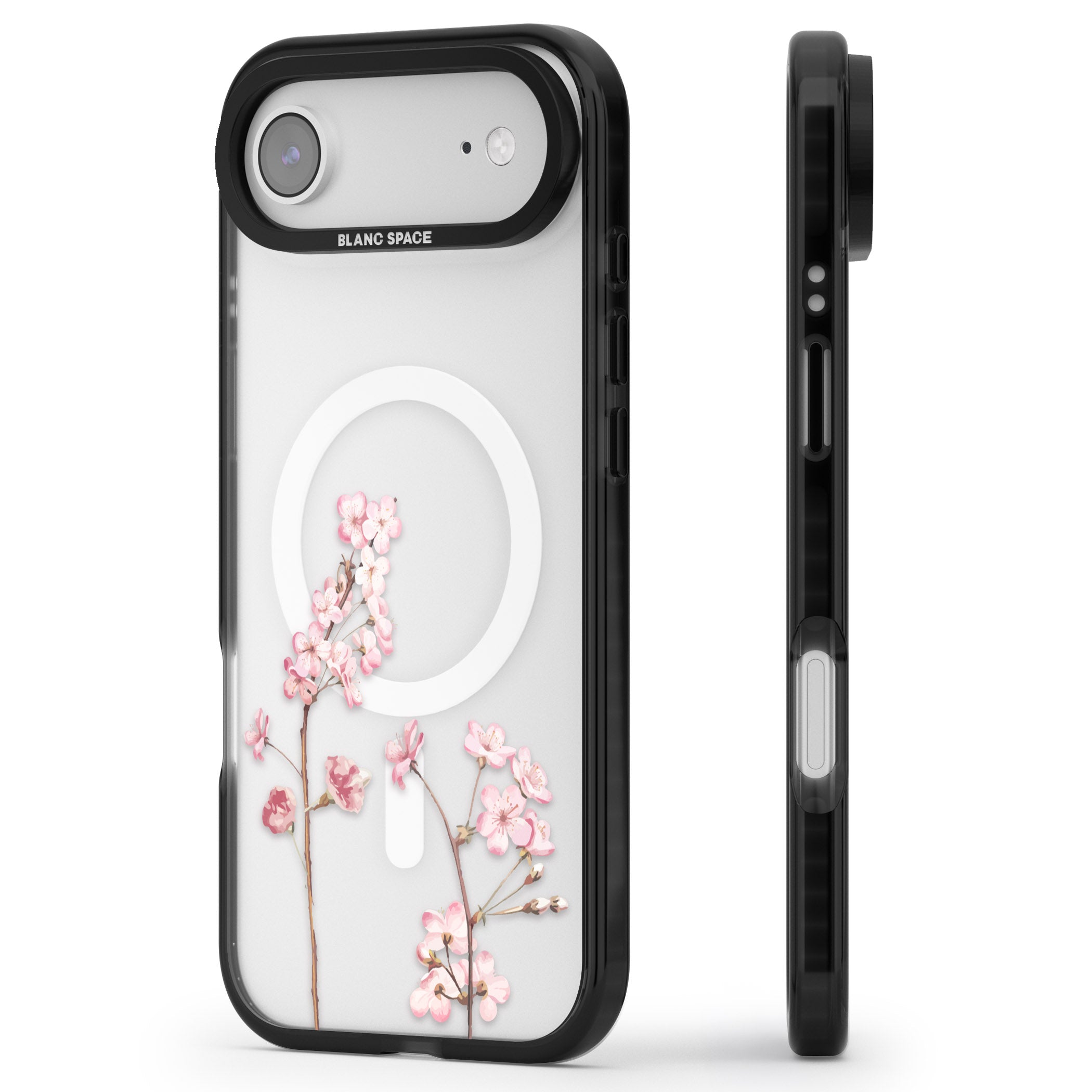 Blossom Flower iPhone 17 Air Impact Pro Black Phone Case Side Profile