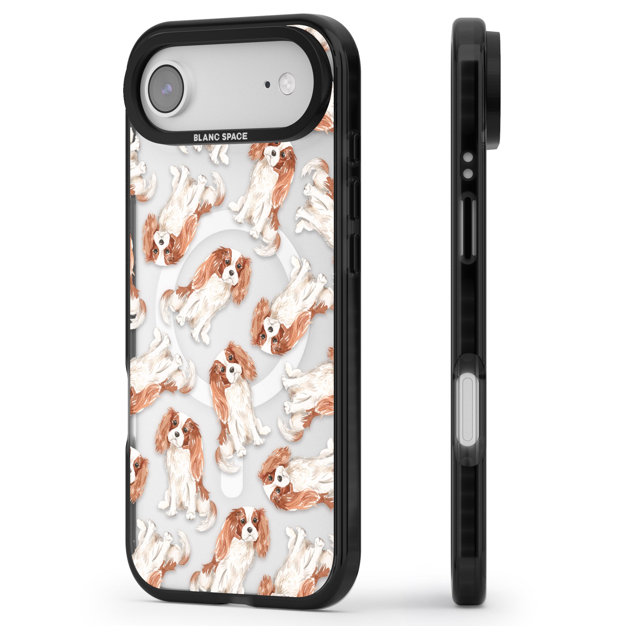Cavalier King Charles Spaniel iPhone 17 Air Impact Pro Black Phone Case Side Profile