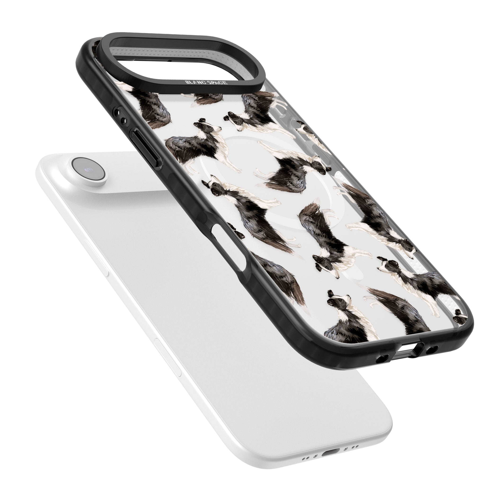Border Collie Pattern Watercolour iPhone 17 Air Impact Pro Black Phone Case Colours
