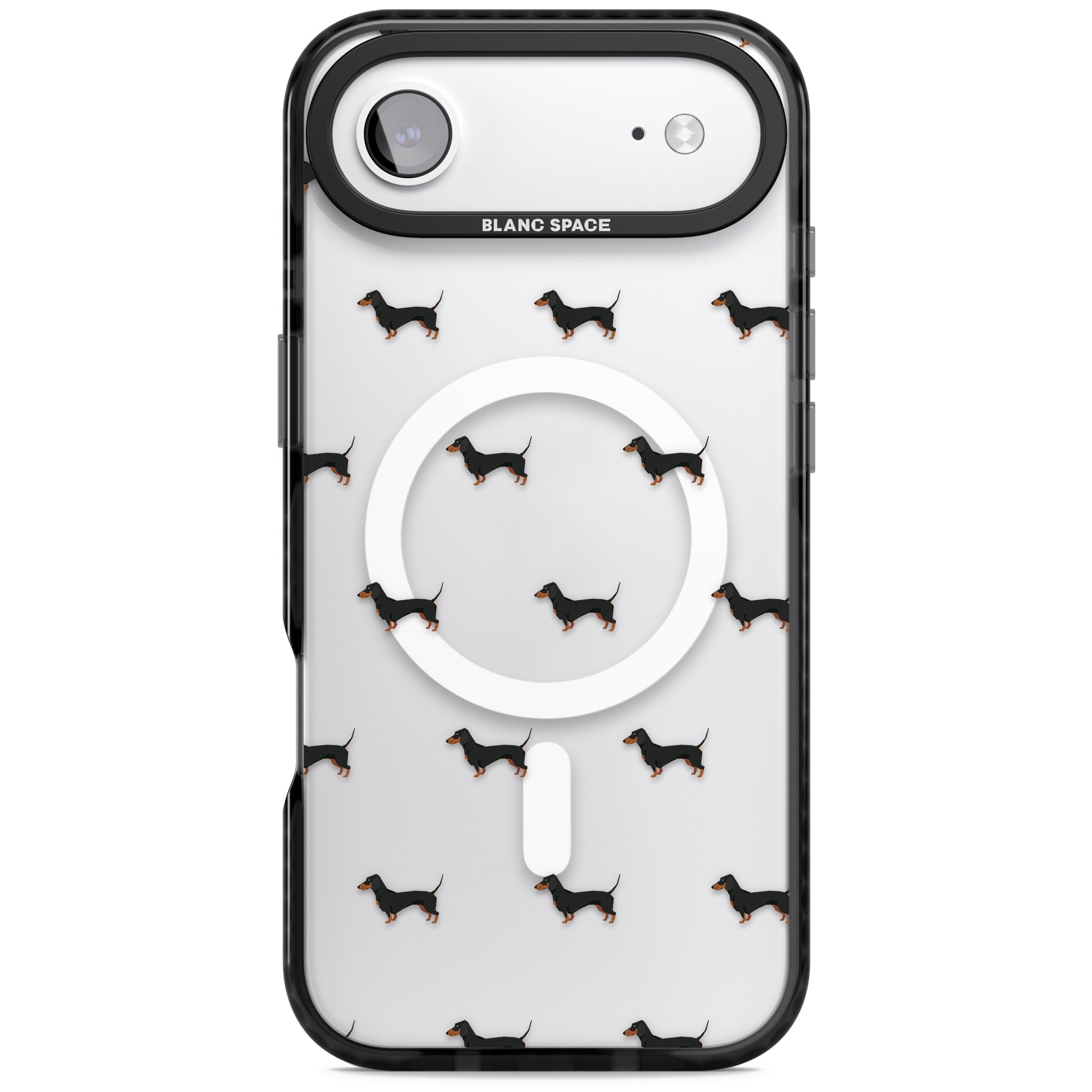 Dachshund Pattern Clear iPhone 17 Air Impact Pro Black Phone Case