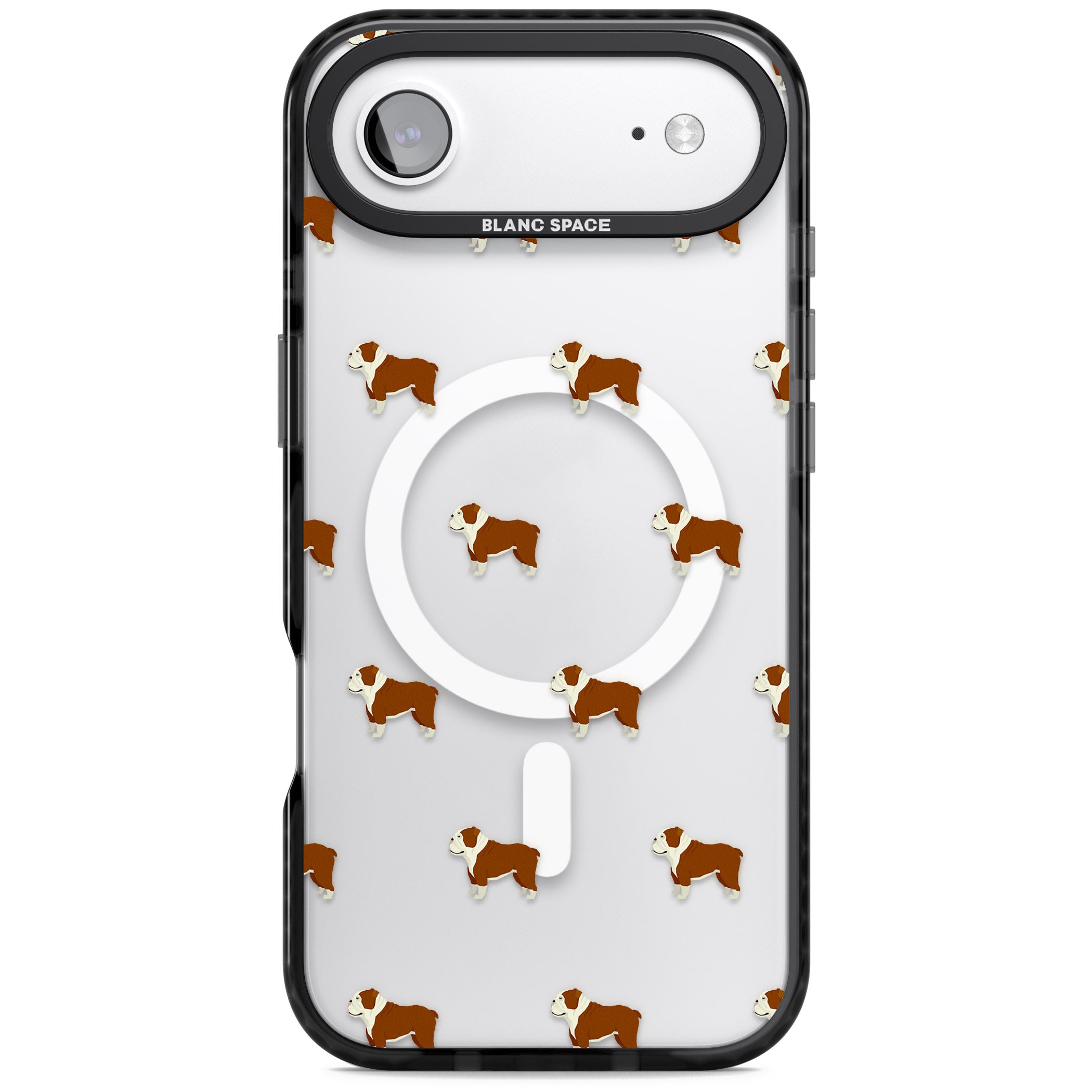 Bulldog Pattern Clear iPhone 17 Air Impact Pro Black Phone Case