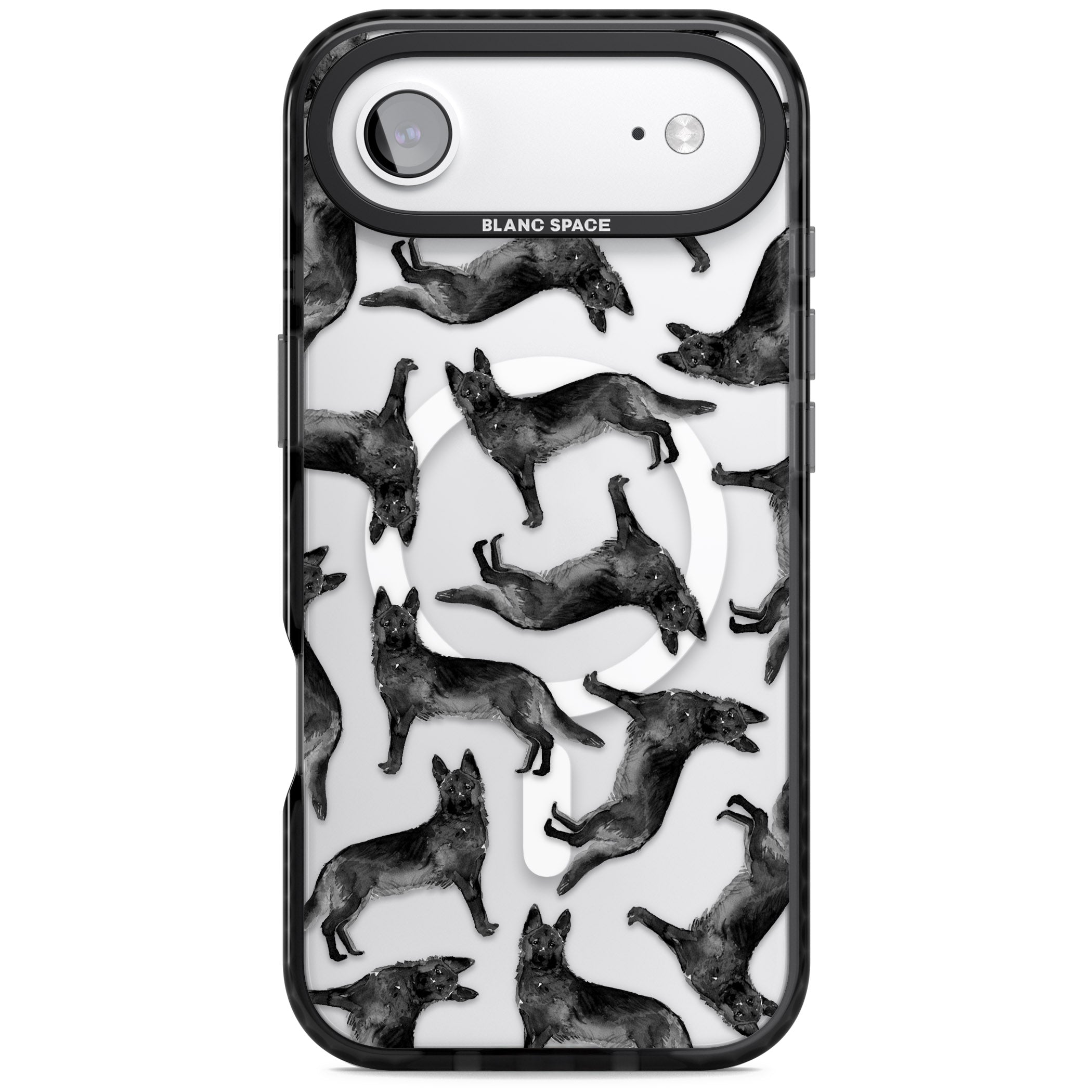 German Shepherd Pattern Black iPhone 17 Air Impact Pro Black Phone Case