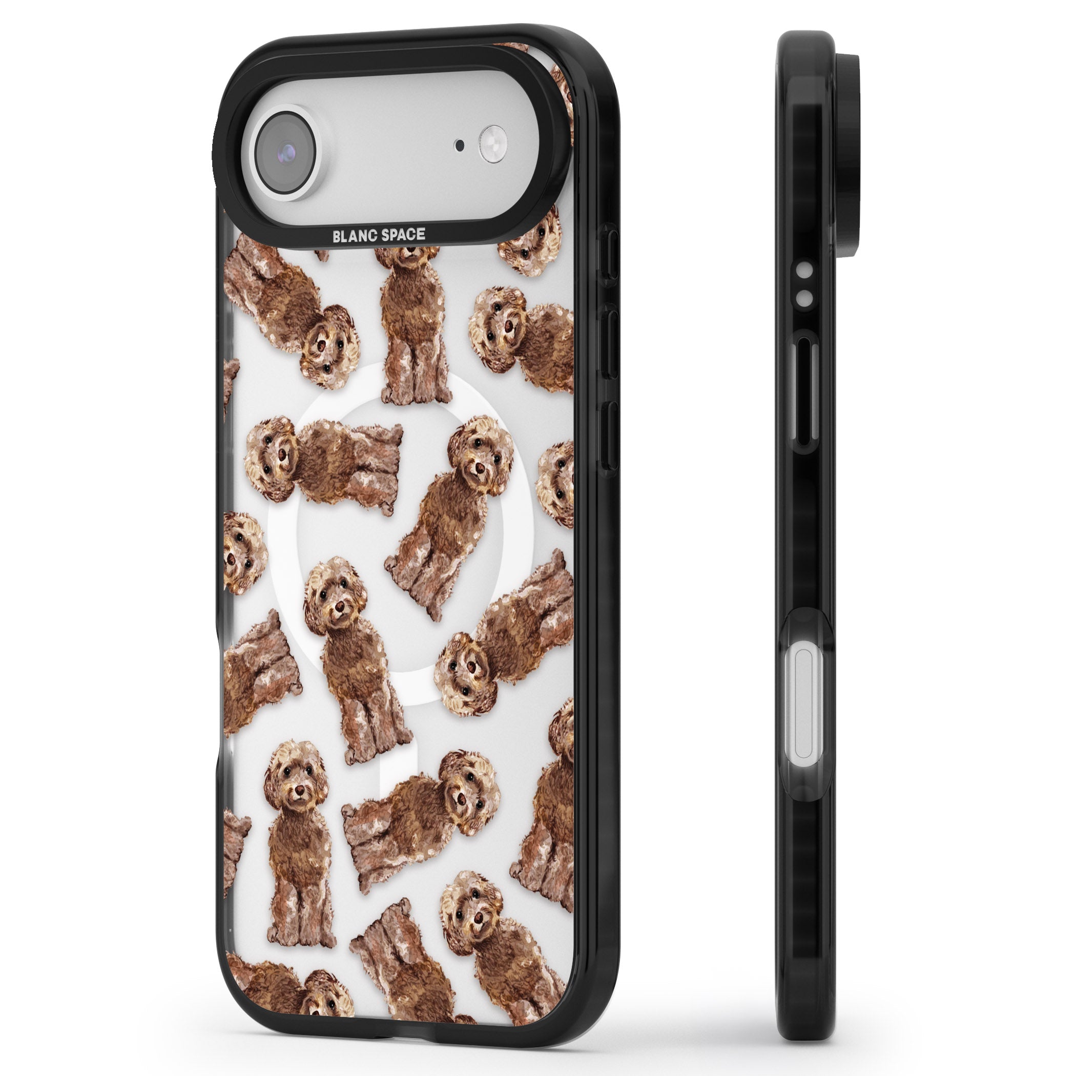 Brown Dog Pattern iPhone 17 Air Impact Pro Black Phone Case Side Profile