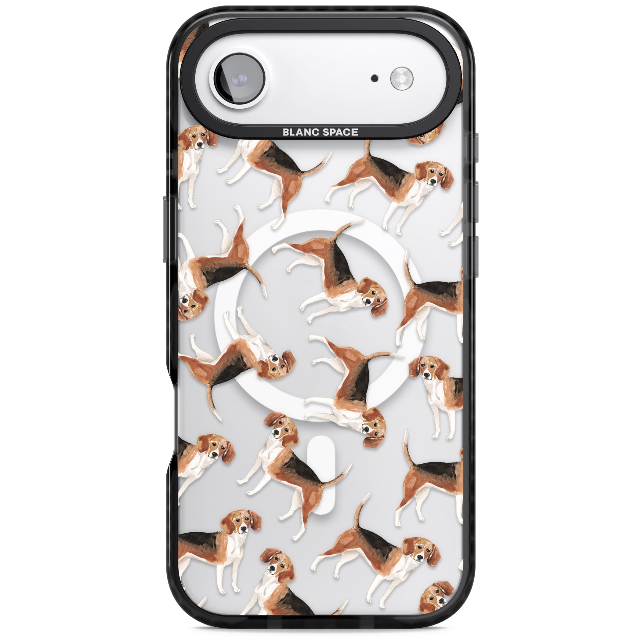 Beagle Watercolor Pattern iPhone 17 Air Impact Pro Black Phone Case
