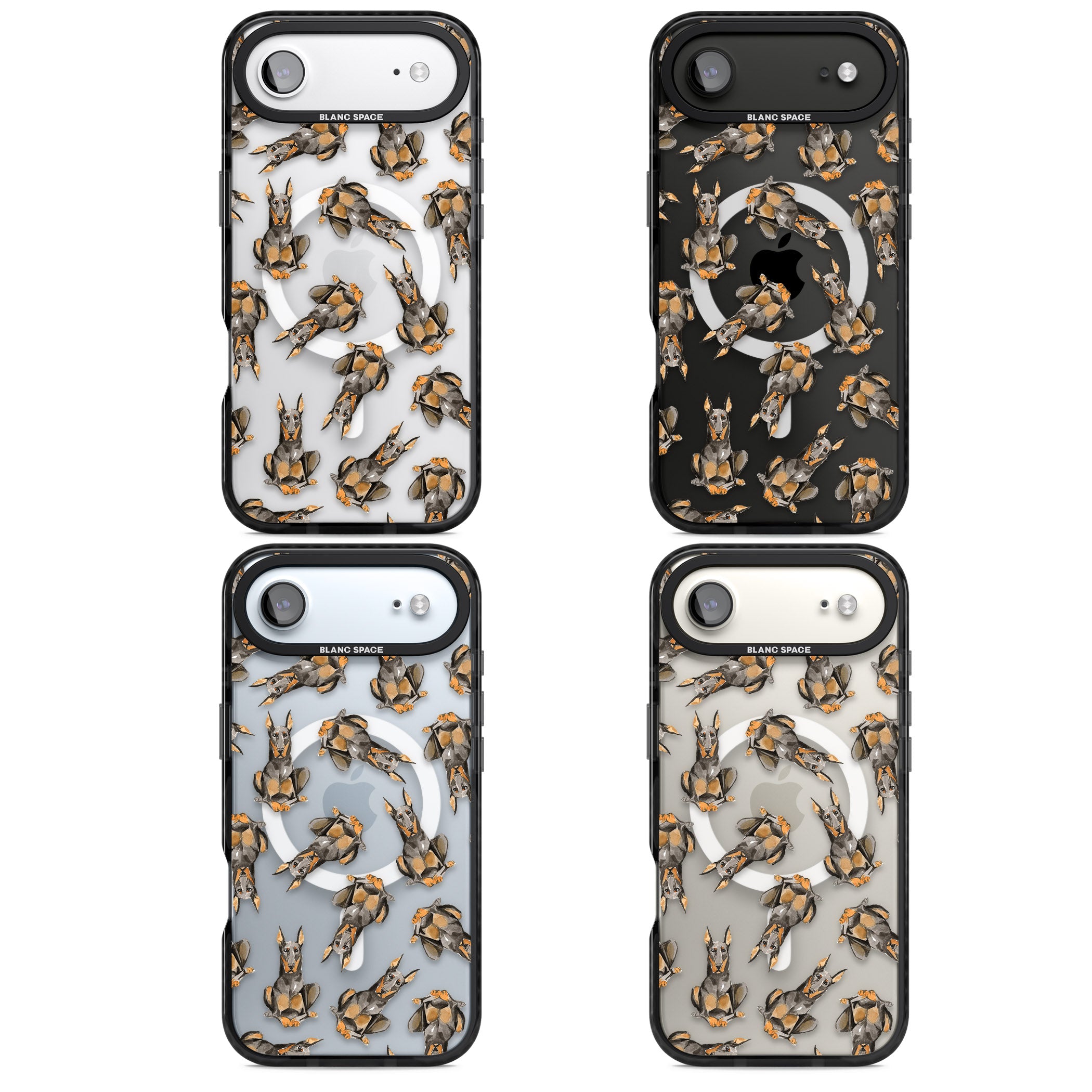 Doberman Watercolor Dog iPhone 17 Air Impact Pro Black Phone Case APT Impact Protection