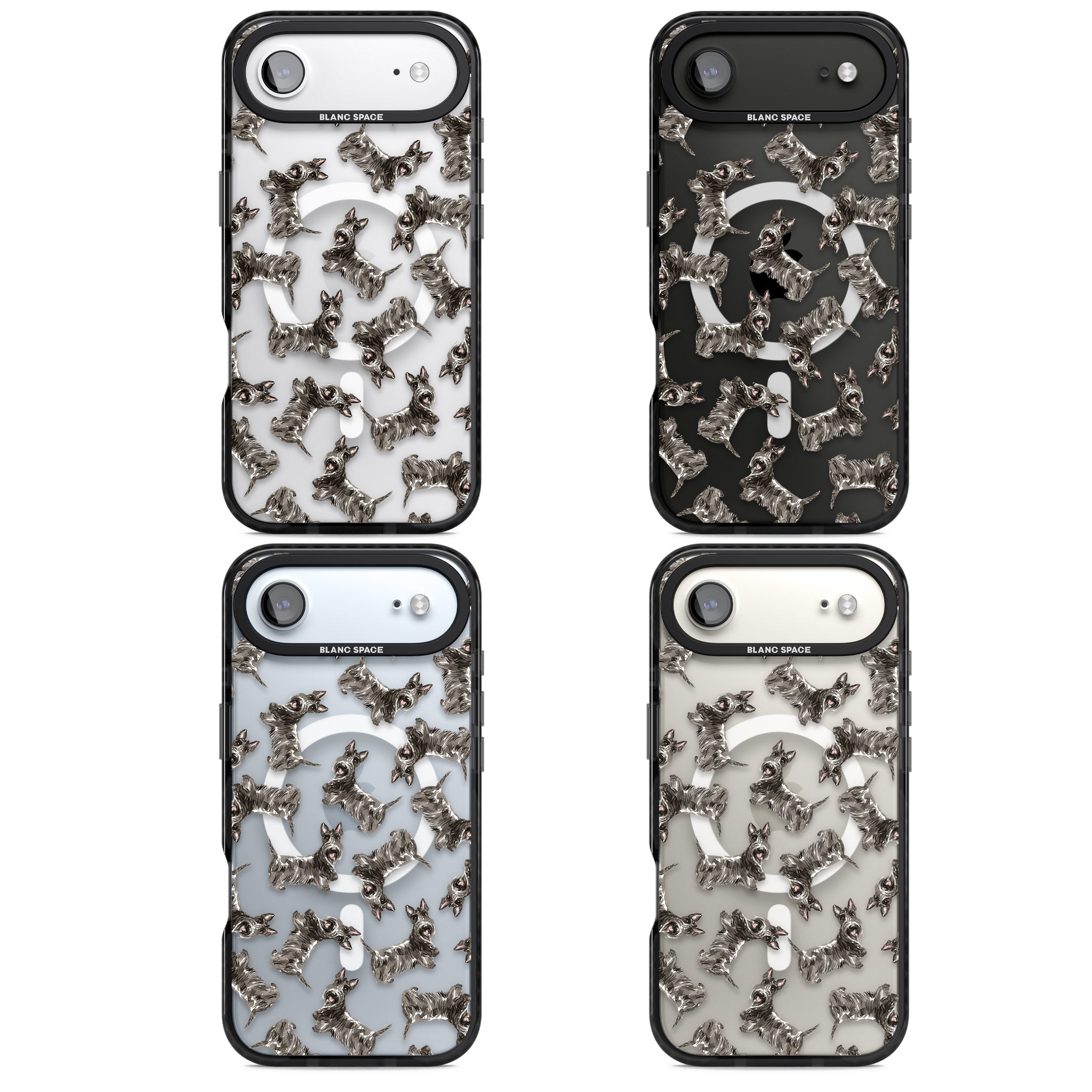 Scottish Terrier Pattern iPhone 17 Air Impact Pro Black Phone Case APT Impact Protection