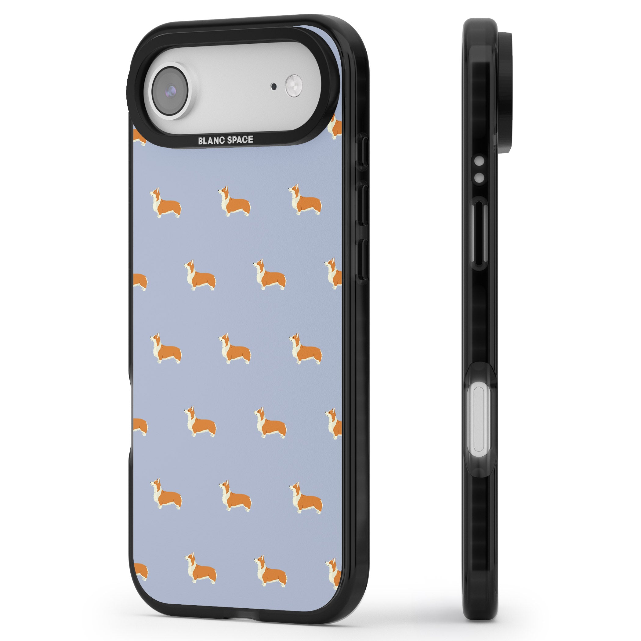 Corgi Pattern iPhone 17 Air Impact Pro Black Phone Case Side Profile