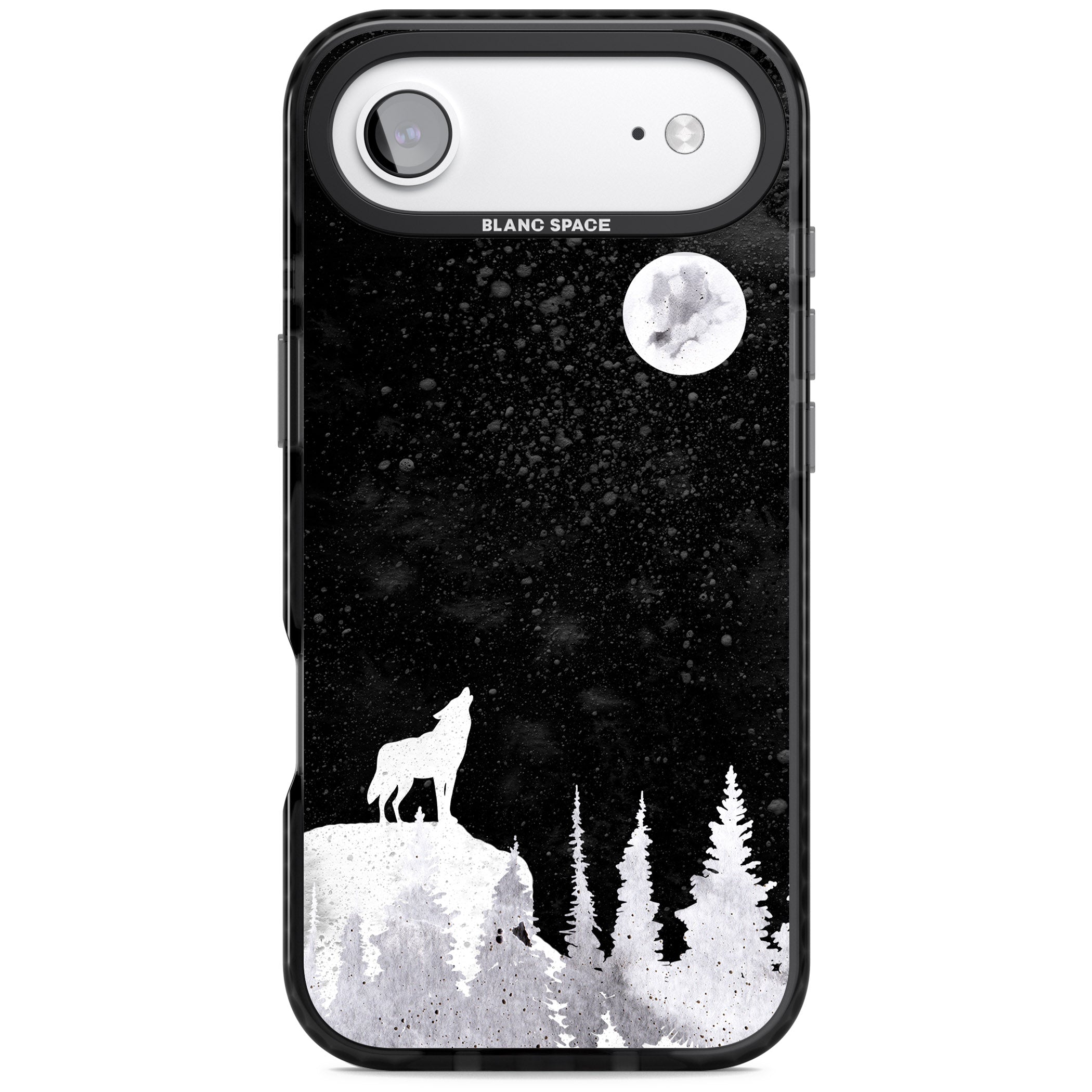 Moon Phases: Wolf & Full Moon iPhone 17 Air Impact Pro Black Phone Case