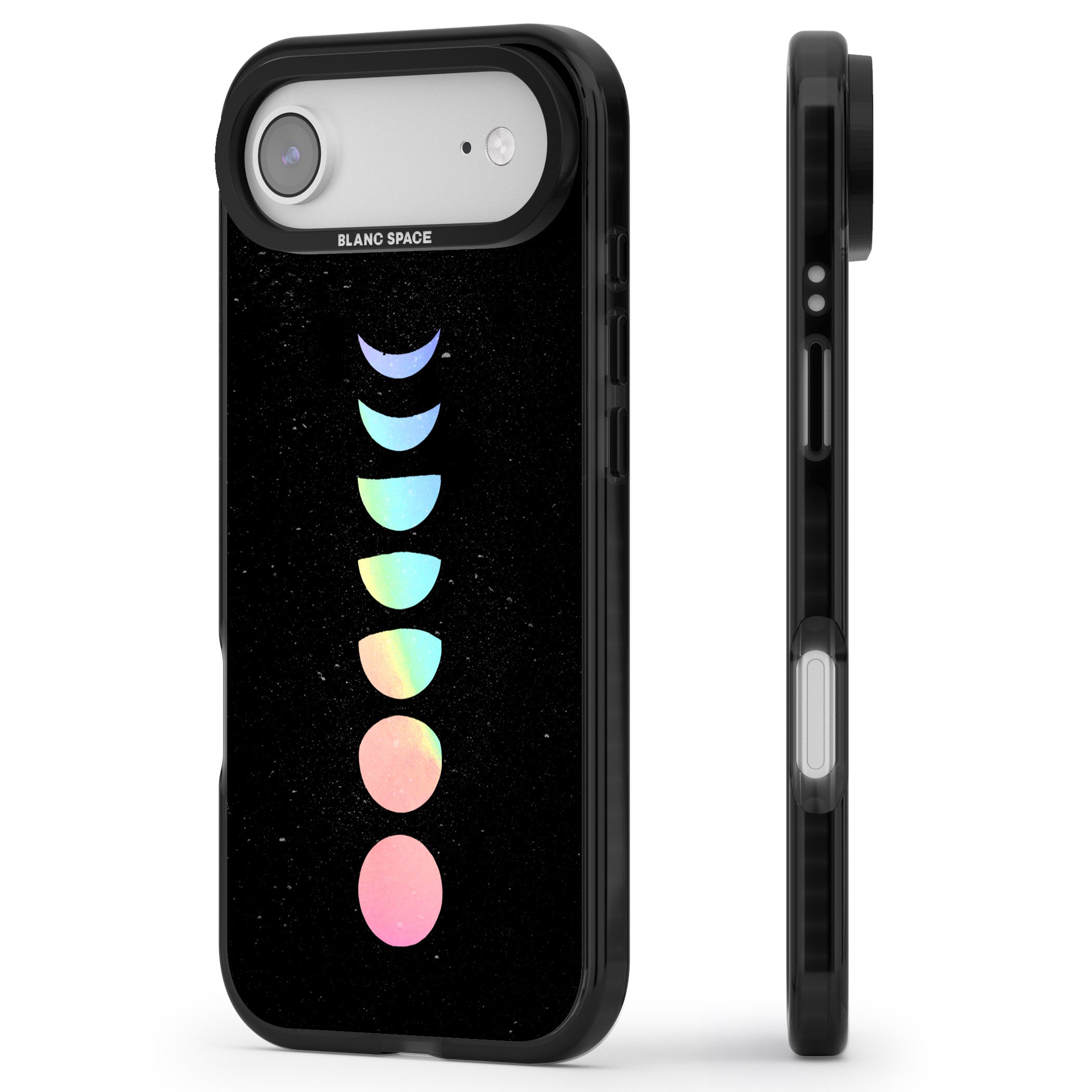 Pastel Moon Phases iPhone 17 Air Impact Pro Black Phone Case Side Profile