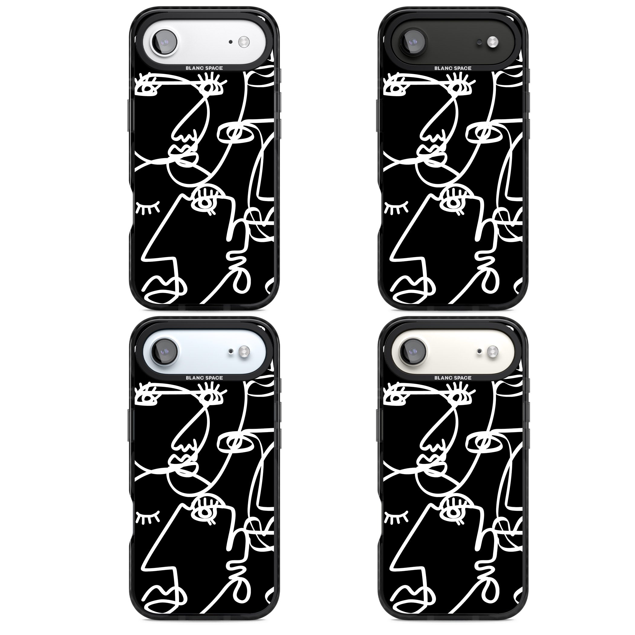 Abstract Line Art White Black iPhone 17 Air Impact Pro Black Phone Case APT Impact Protection