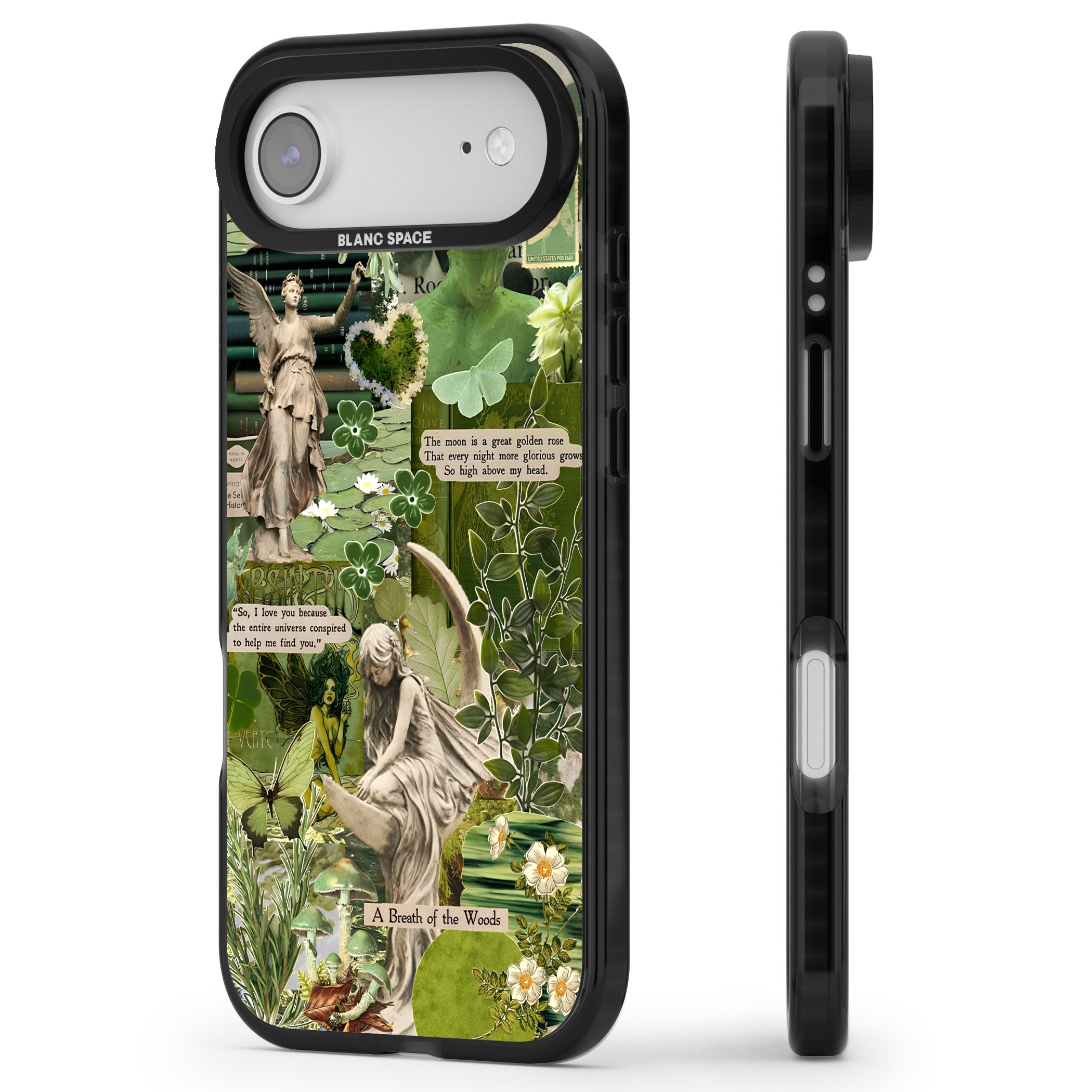 Enchanted Forest Green iPhone 17 Air Impact Pro Black Phone Case Side Profile