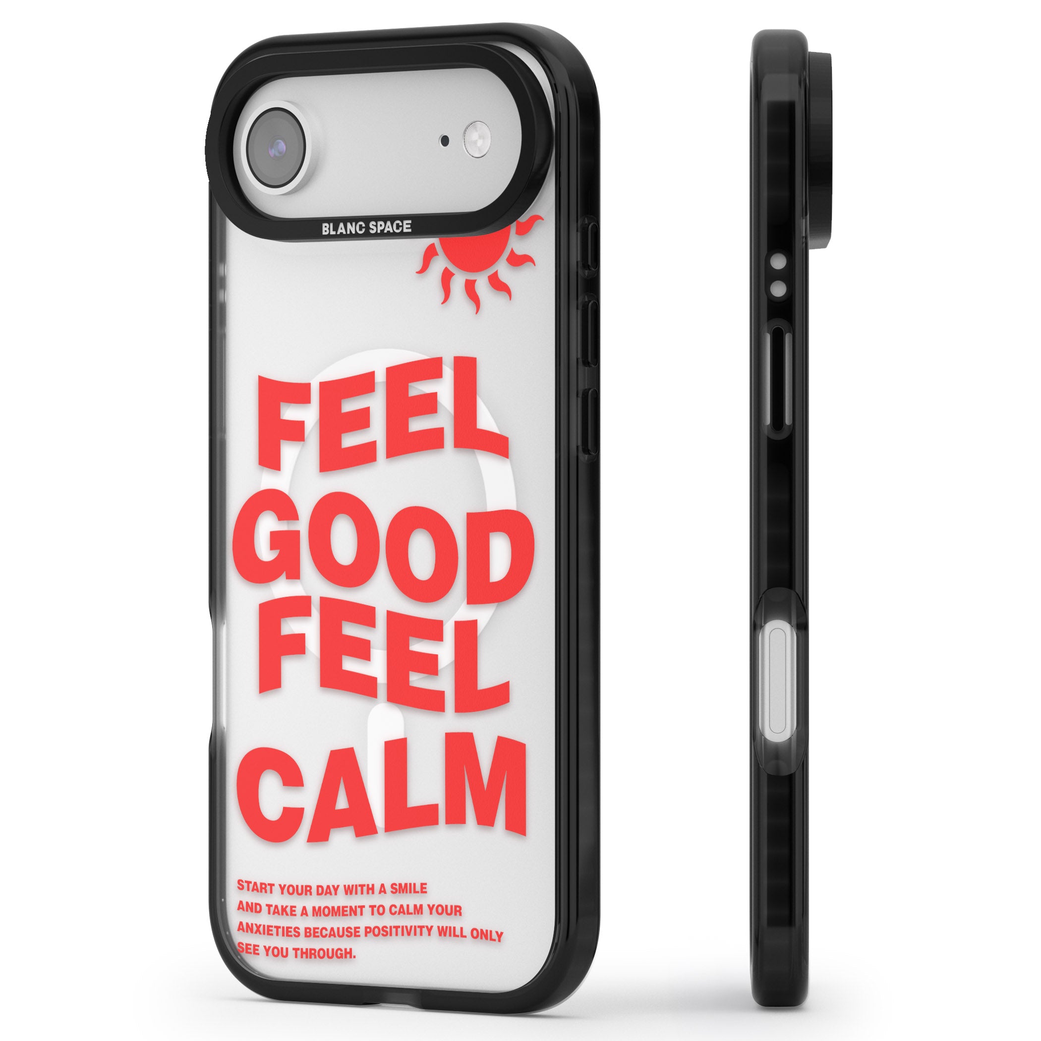 Feel Good Feel Calm (Red) iPhone 17 Air Impact Pro Black Phone Case Side Profile