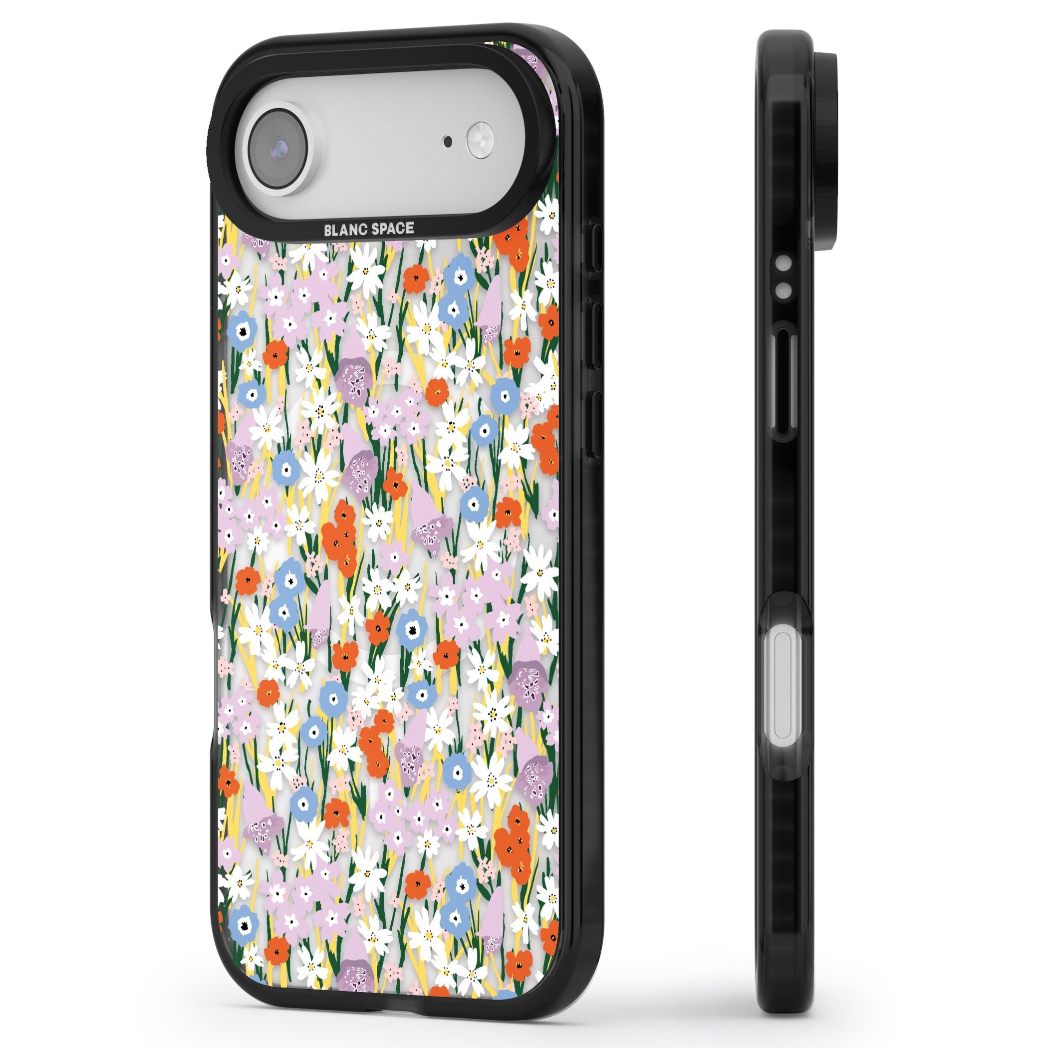 Vibrant Floral Garden iPhone 17 Air Impact Pro Black Phone Case Side Profile