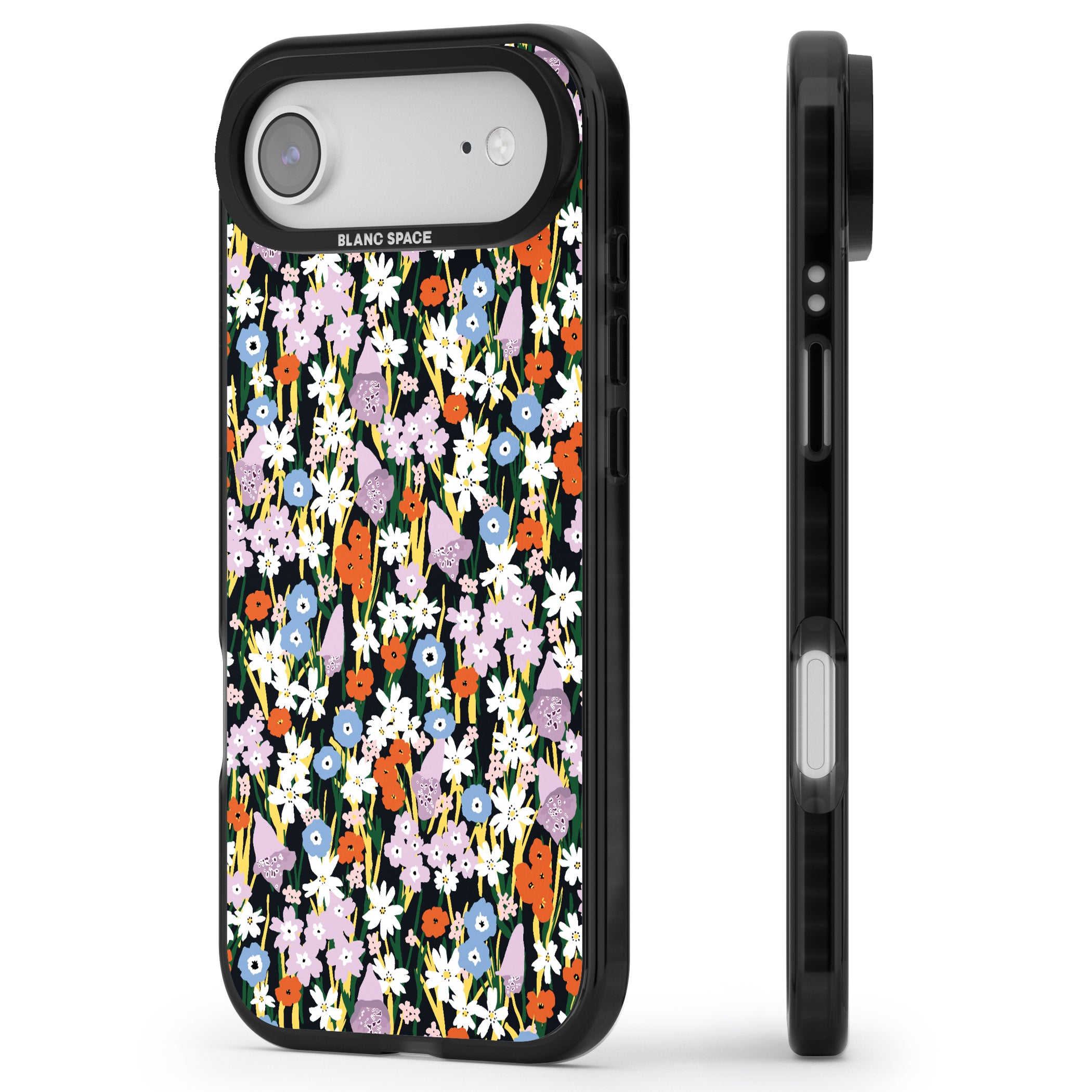 Energetic Floral Mix iPhone 17 Air Impact Pro Black Phone Case Side Profile