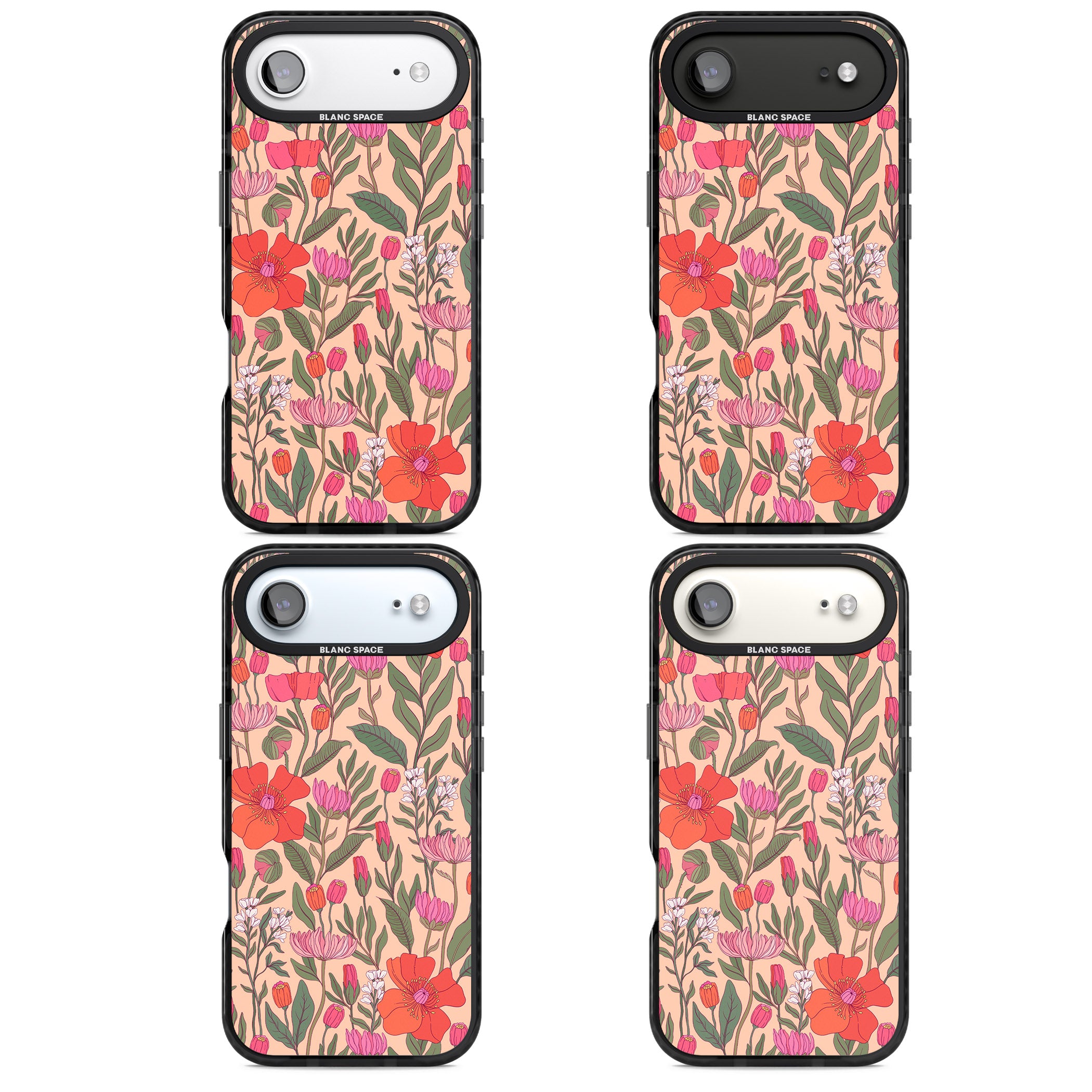 Peachy Floral Background iPhone 17 Air Impact Pro Black Phone Case APT Impact Protection
