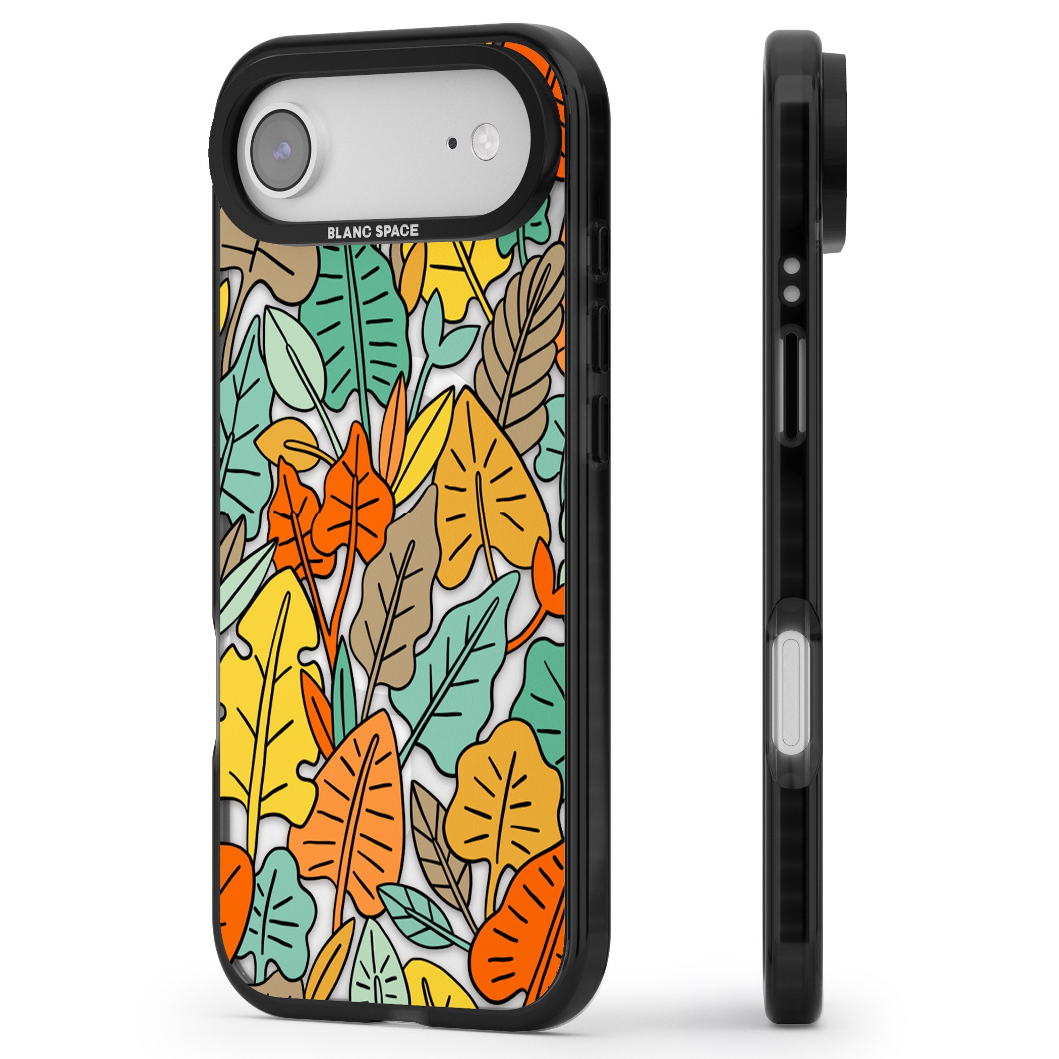 Pastel Toned Autumn Leaves iPhone 17 Air Impact Pro Black Phone Case Side Profile