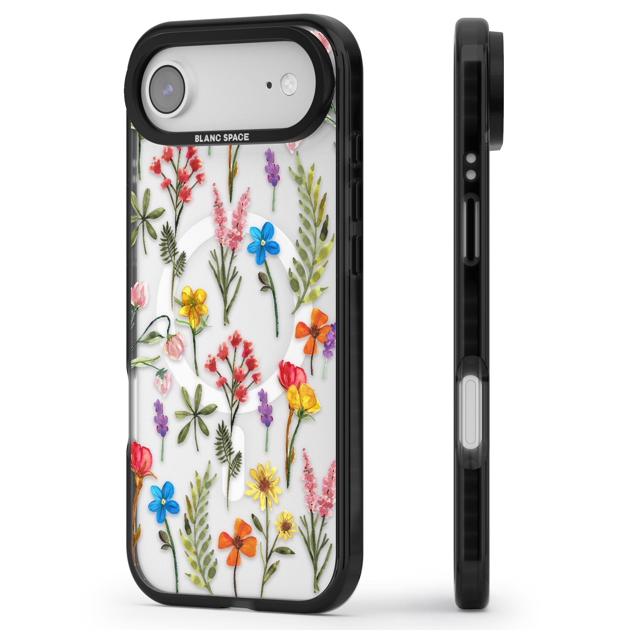 Spring Botanicals iPhone 17 Air Impact Pro Black Phone Case Side Profile