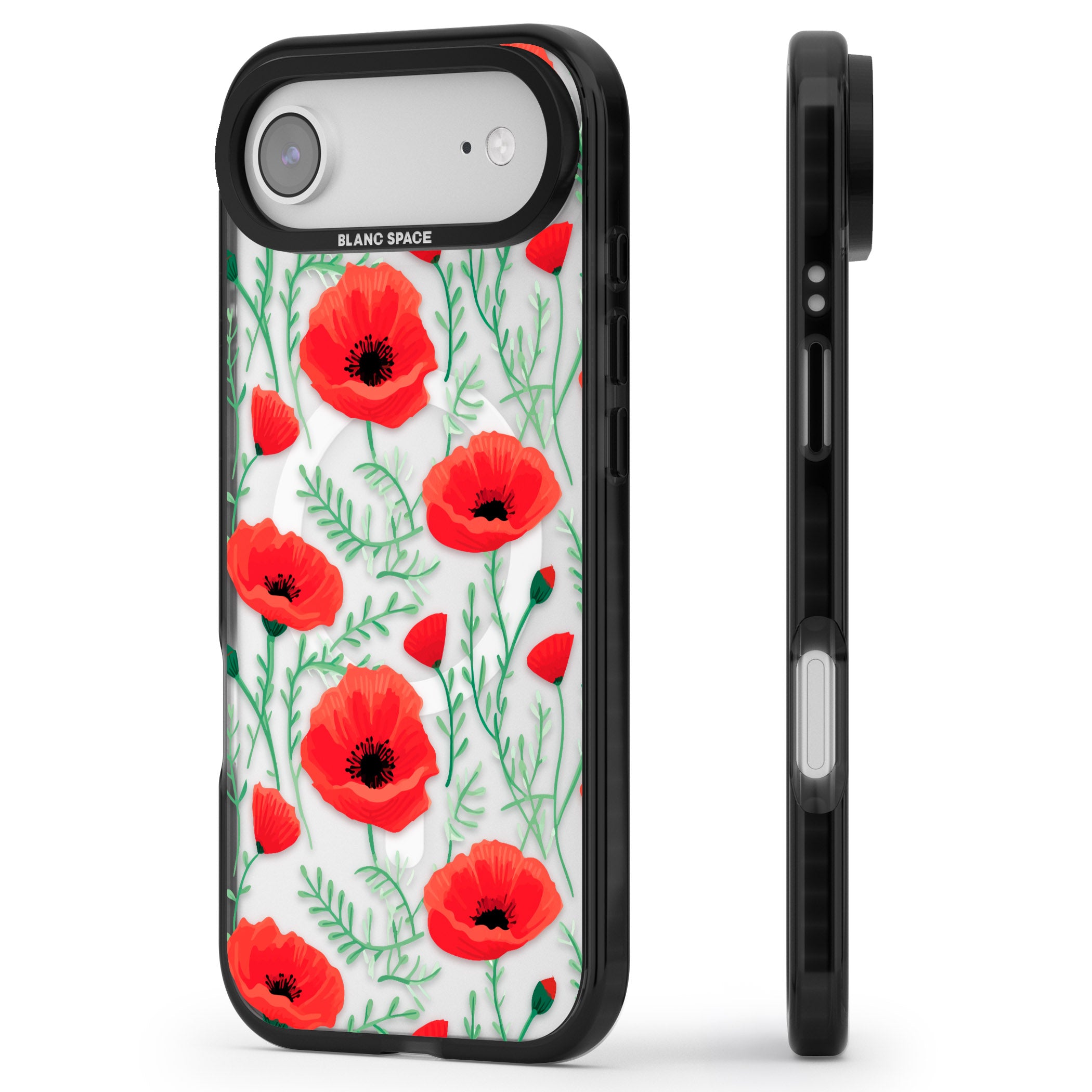 Poppy Garden iPhone 17 Air Impact Pro Black Phone Case Side Profile