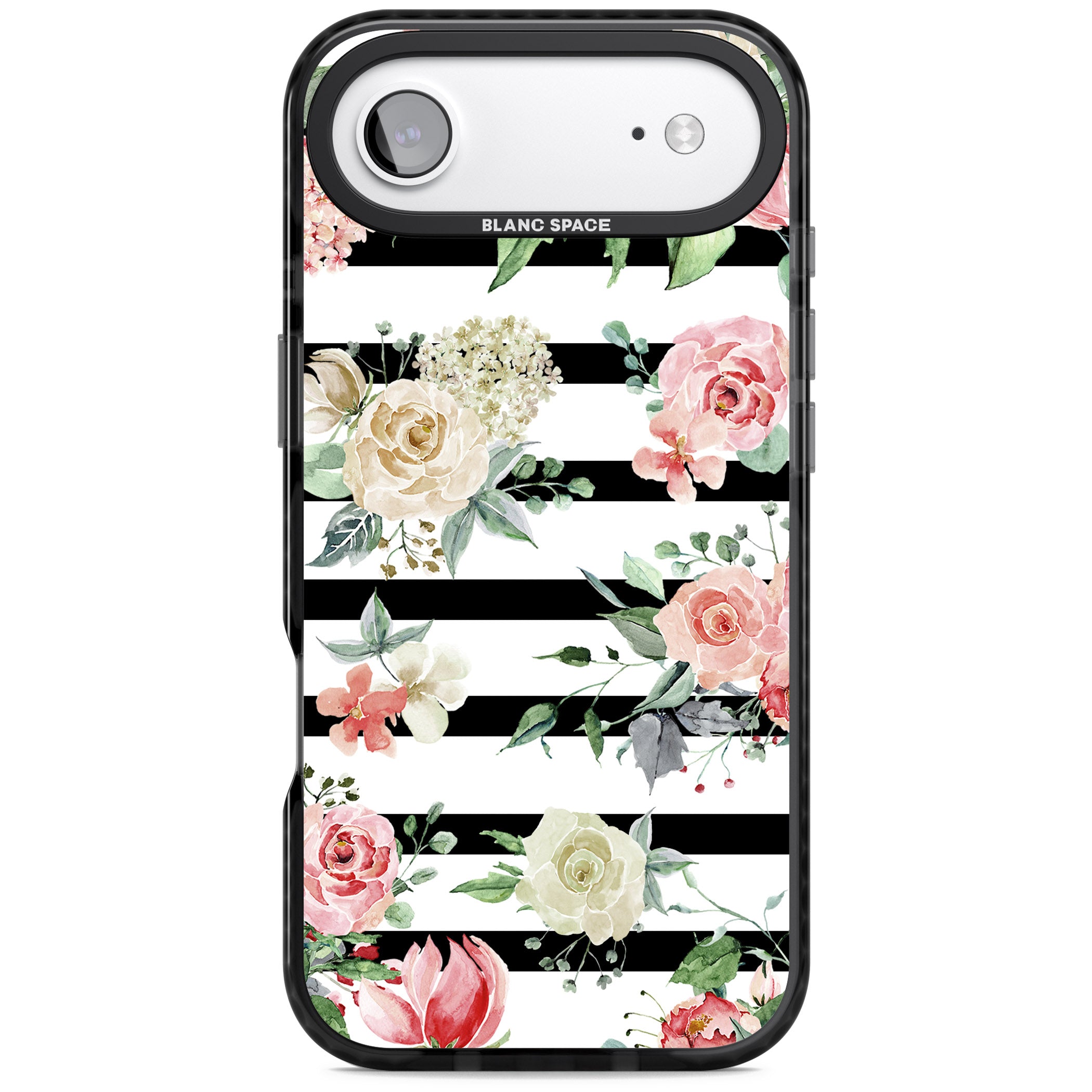 Floral Stripes iPhone 17 Air Impact Pro Black Phone Case