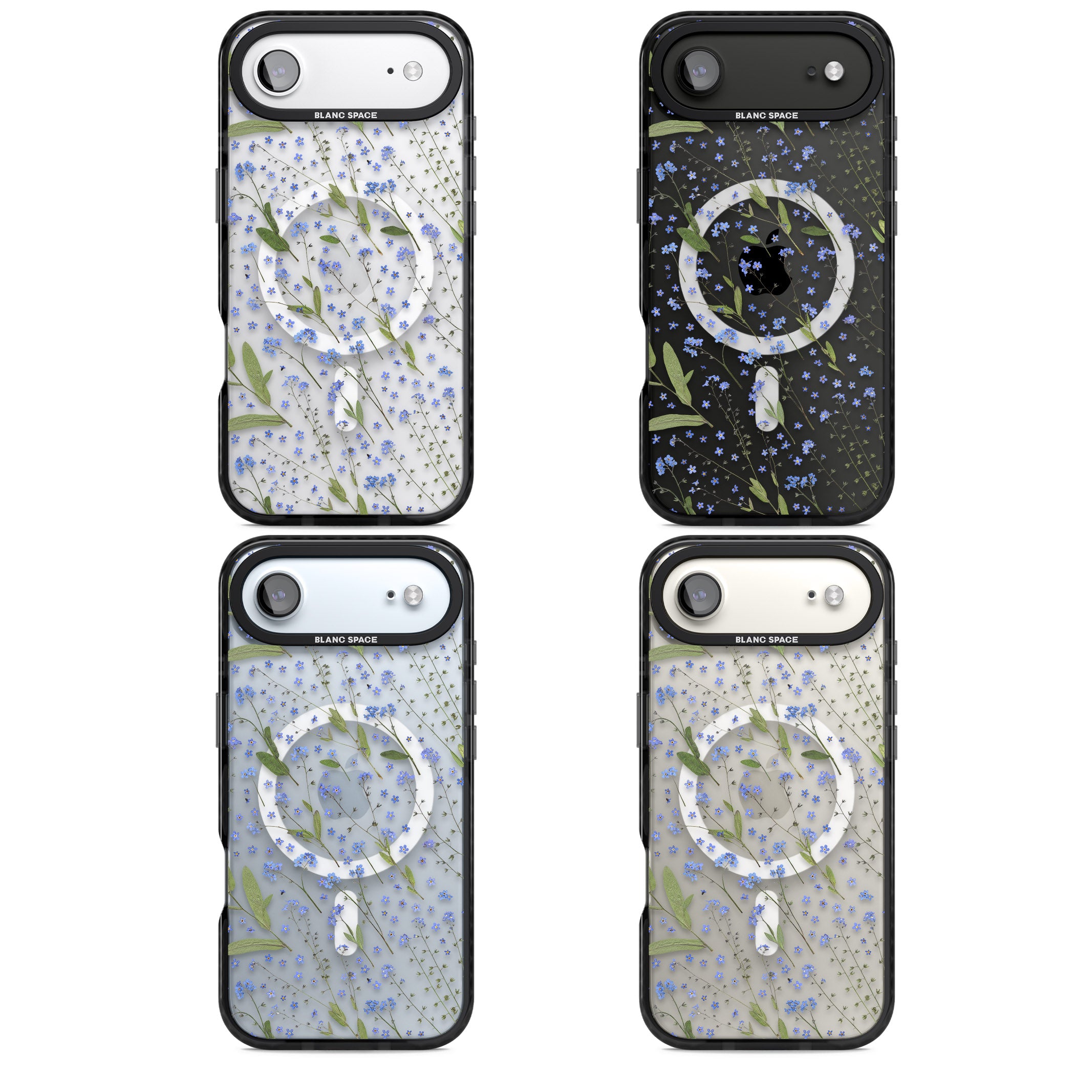 Blue Meadow Floral iPhone 17 Air Impact Pro Black Phone Case APT Impact Protection