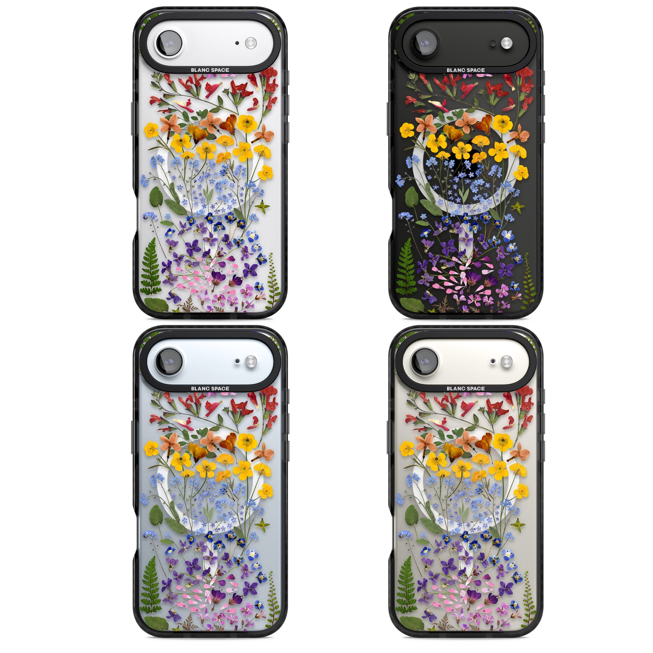 Pressed Wildflower Stripe iPhone 17 Air Impact Pro Black Phone Case APT Impact Protection