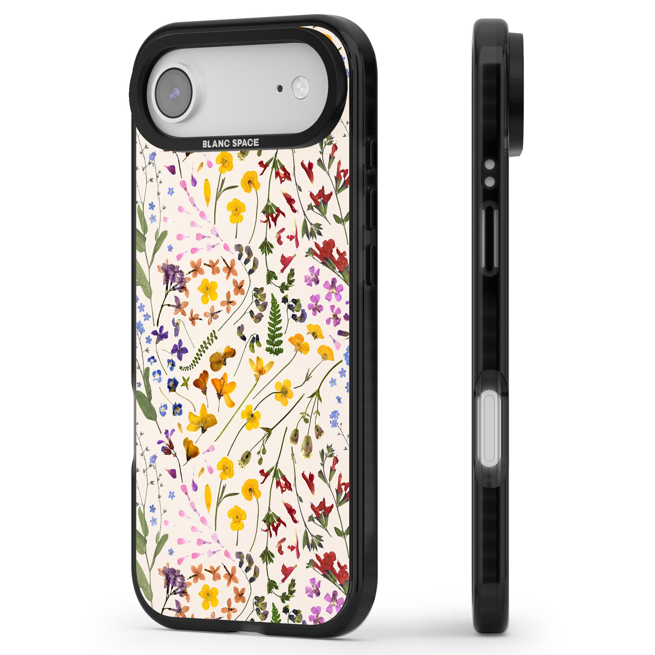 Wildflower Bouquet Cream iPhone 17 Air Impact Pro Black Phone Case Side Profile