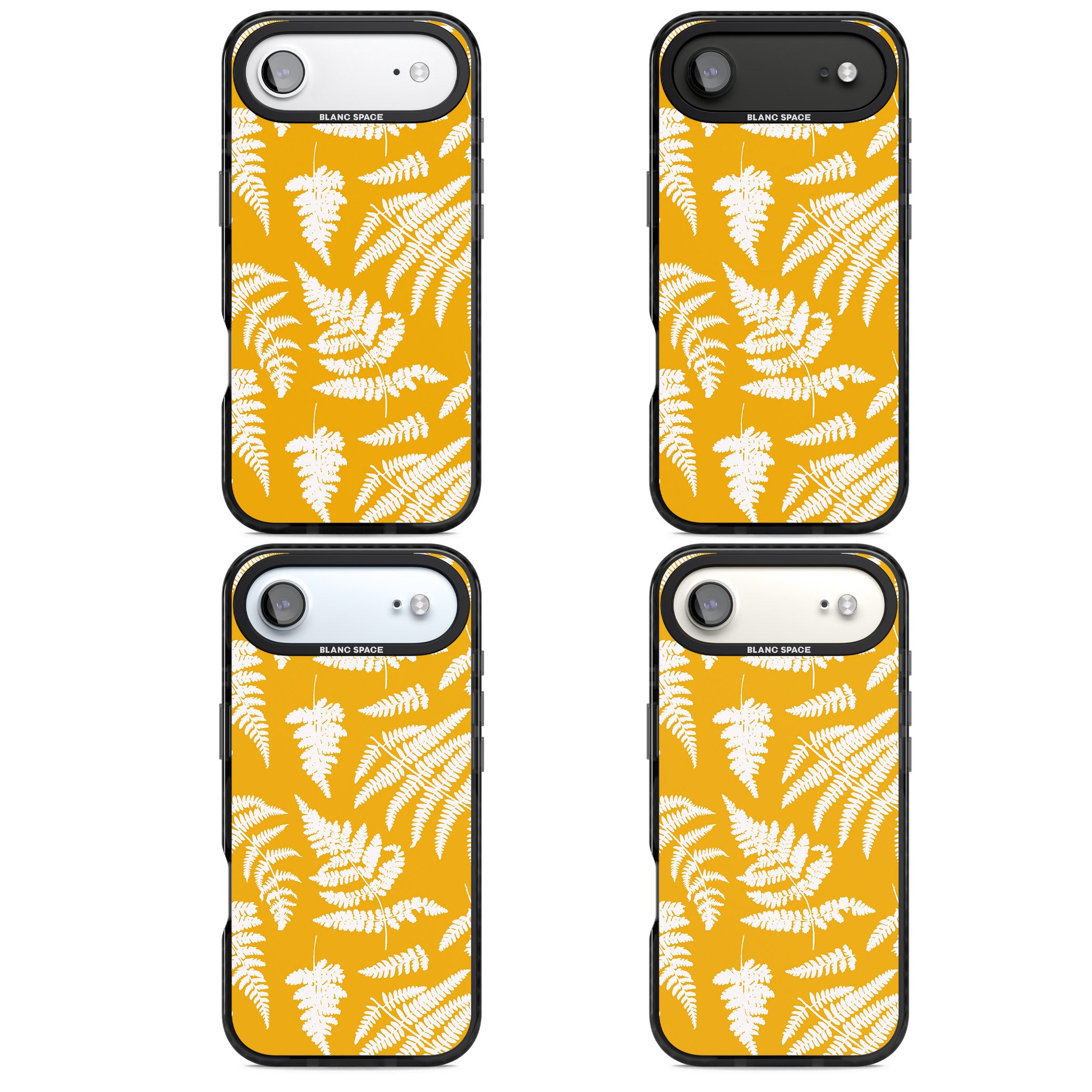 Fern Pattern On Yellow iPhone 17 Air Impact Pro Black Phone Case APT Impact Protection