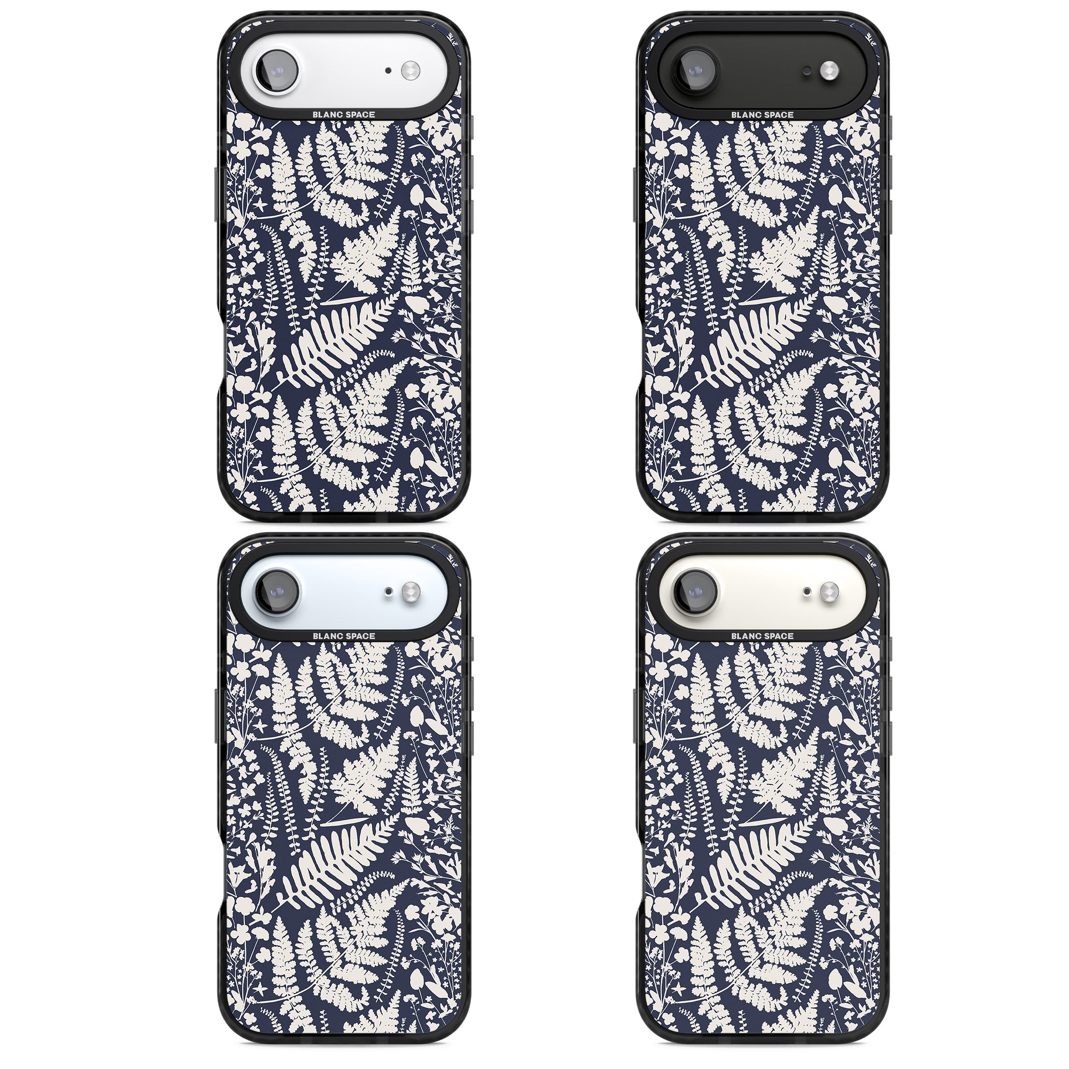 Wildflowers & Ferns On Navy iPhone 17 Air Impact Pro Black Phone Case APT Impact Protection