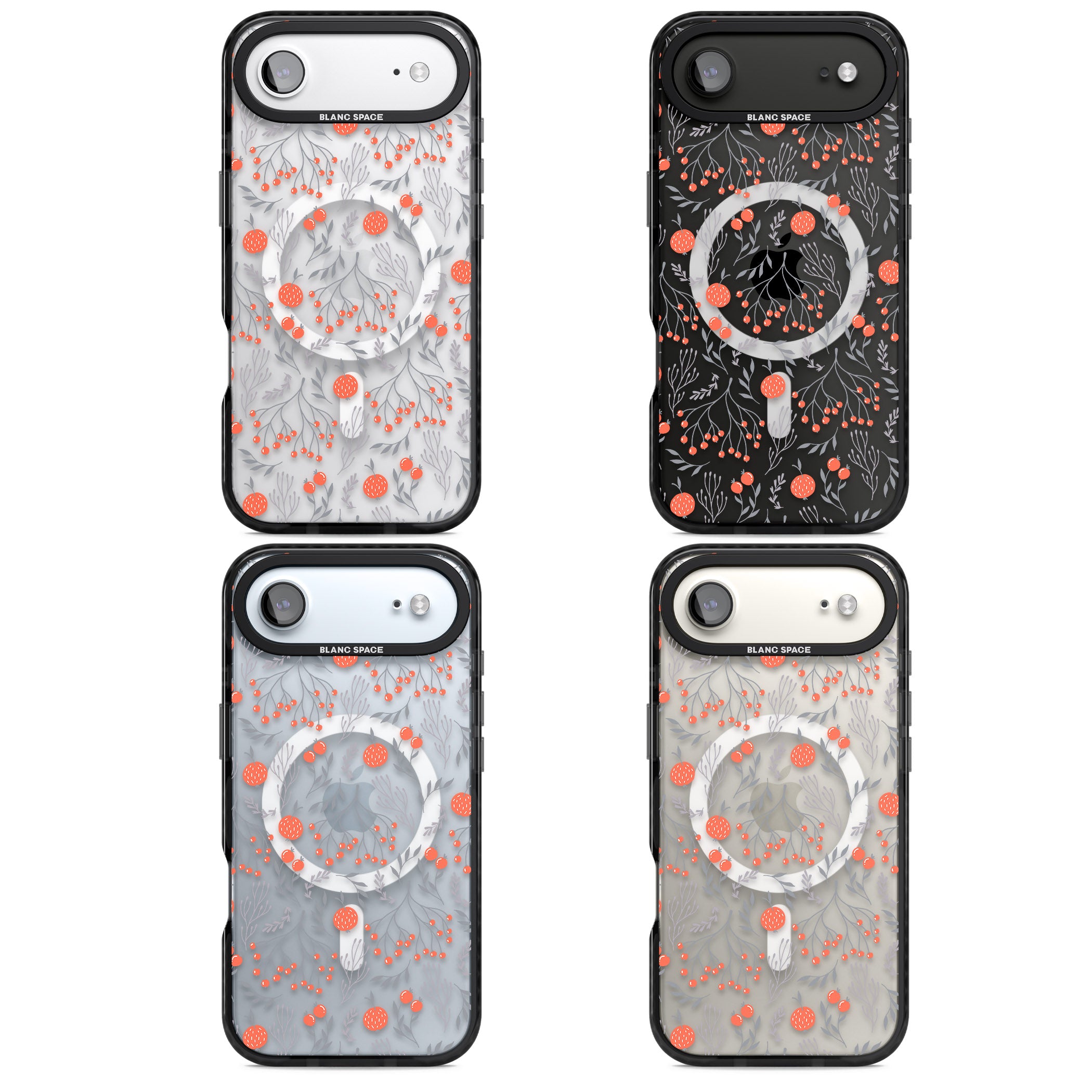 Red Fruits Floral iPhone 17 Air Impact Pro Black Phone Case APT Impact Protection